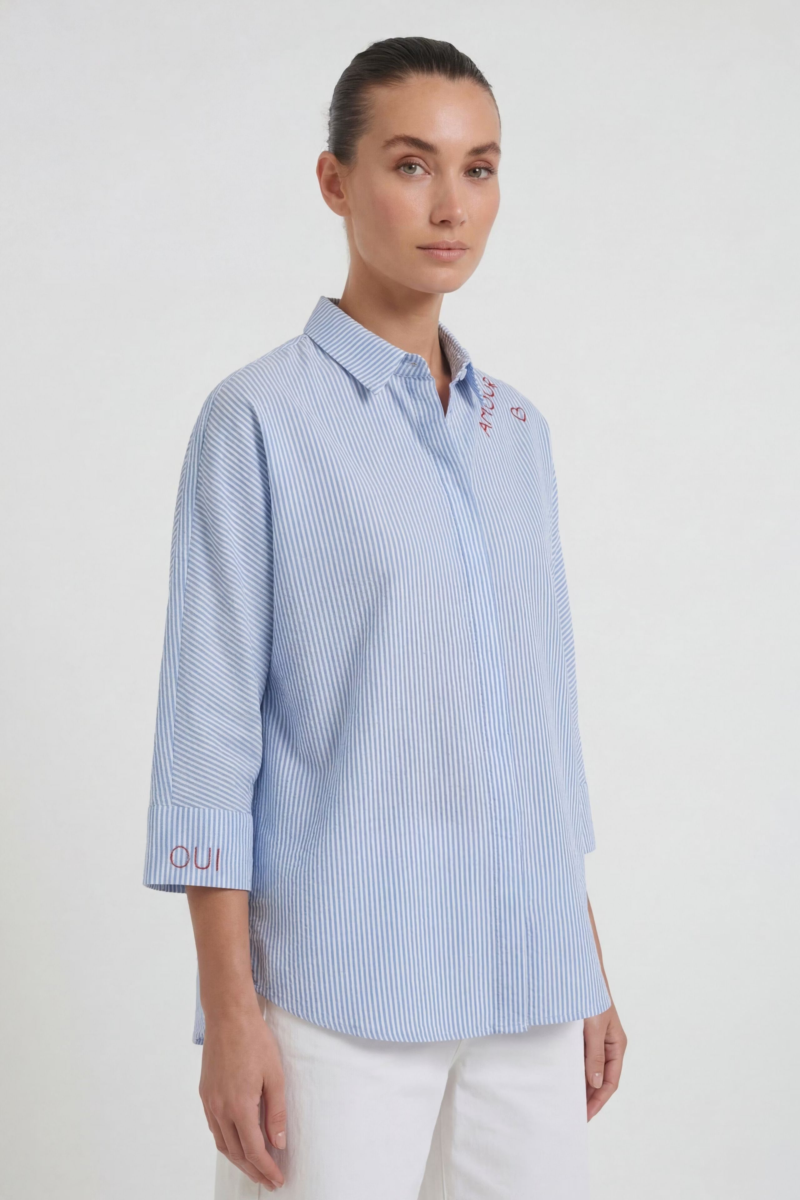 Oui 98647 Blue/White Striped Shirt