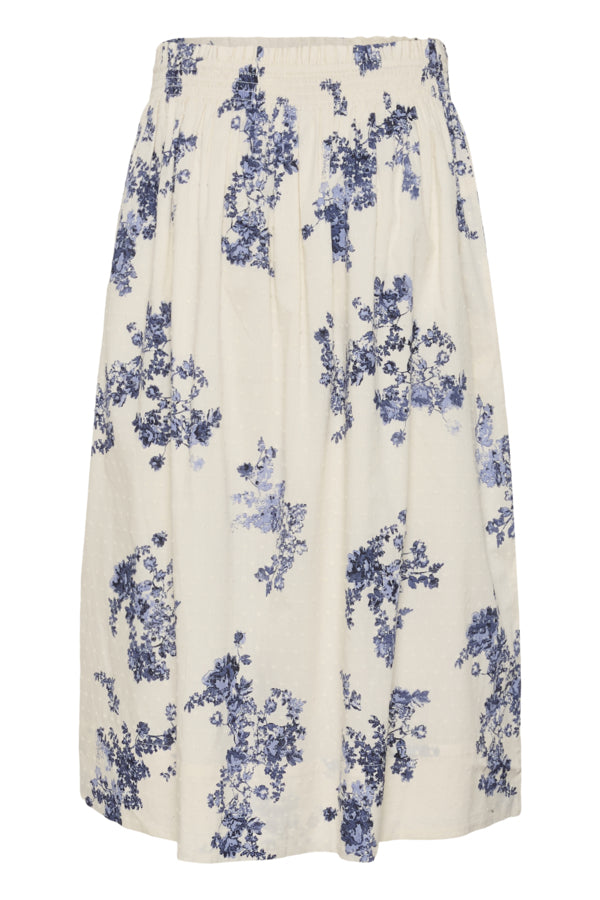 Part Two Amaia Floral Midi Skirt - Off White & Blue