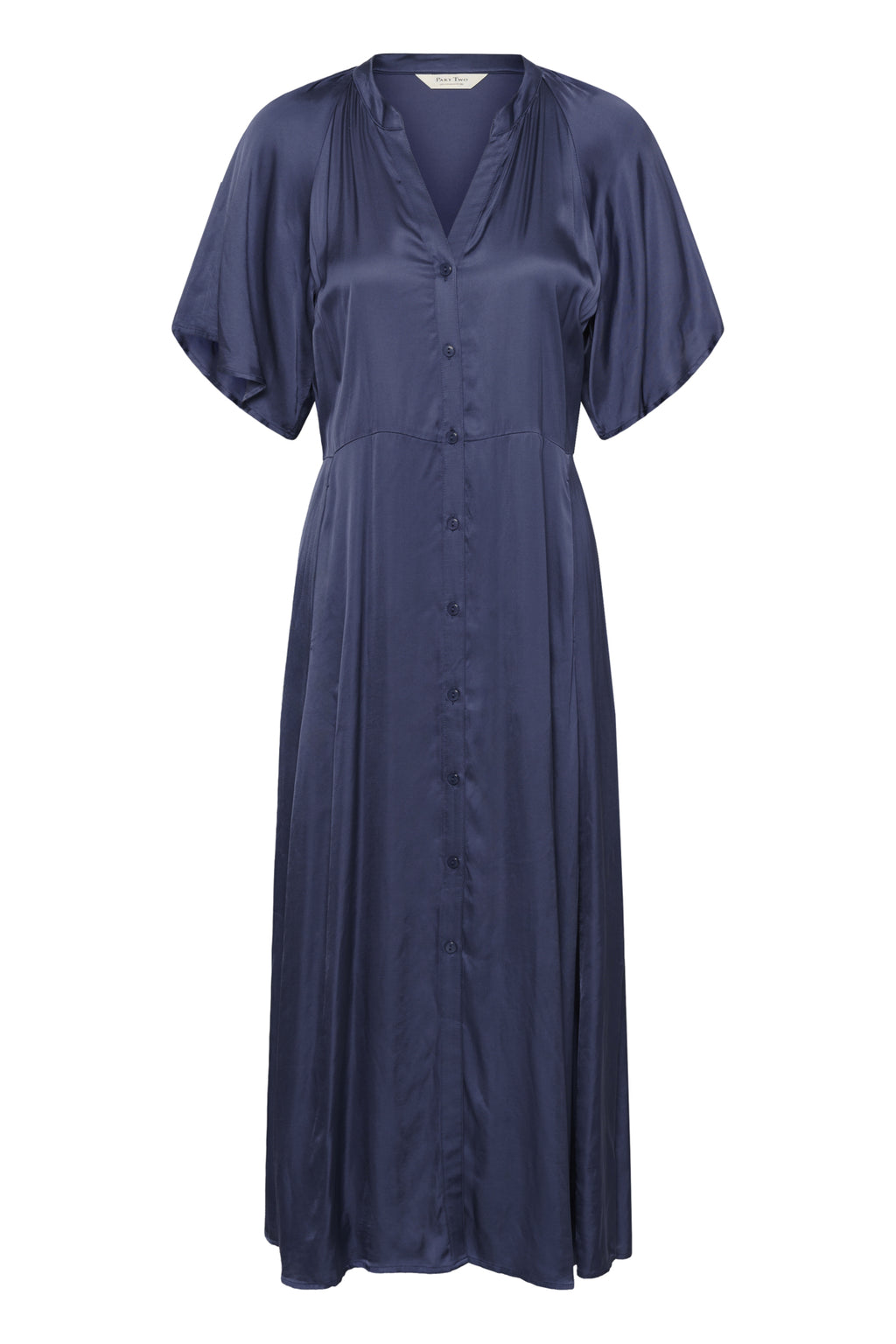 Part Two Alaja Blue Midi Dress – Elegant Satin Button-Front Dress