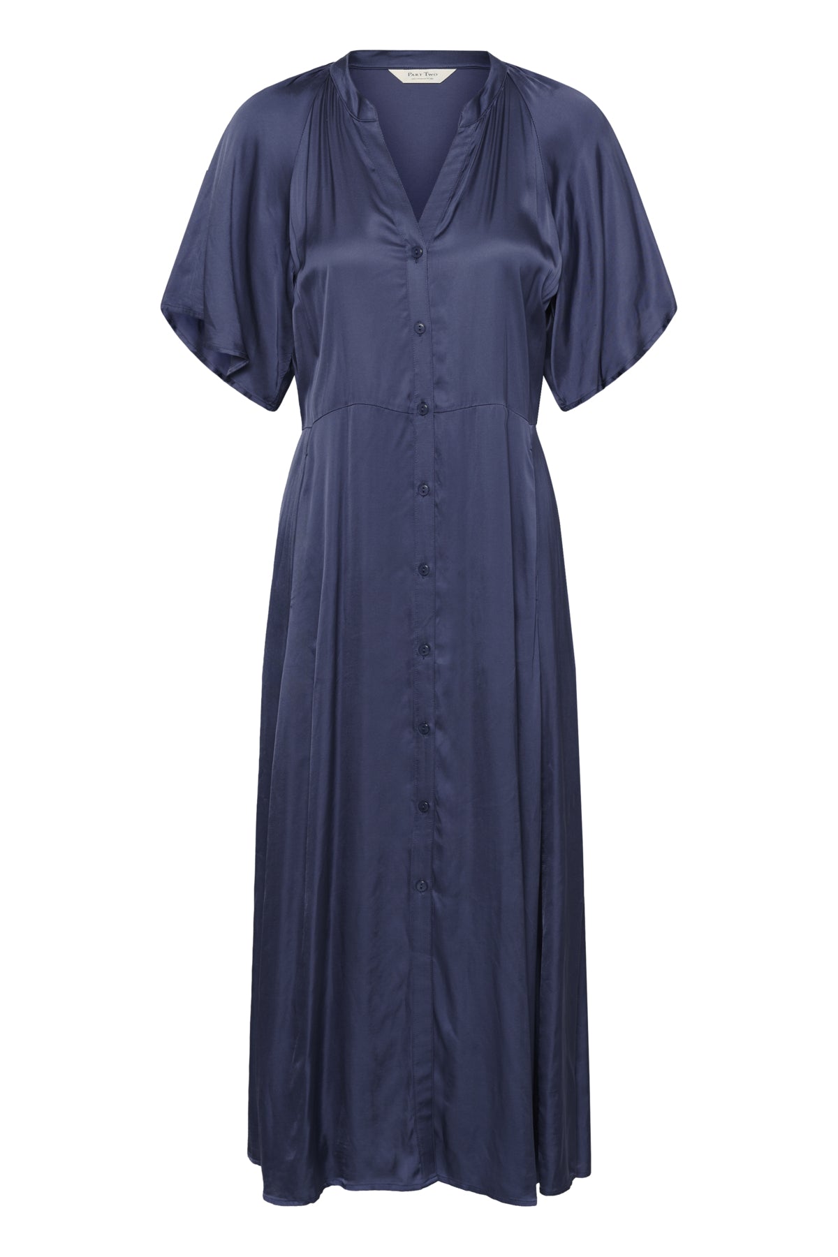 Part Two Alaja Blue Midi Dress – Elegant Satin Button-Front Dress