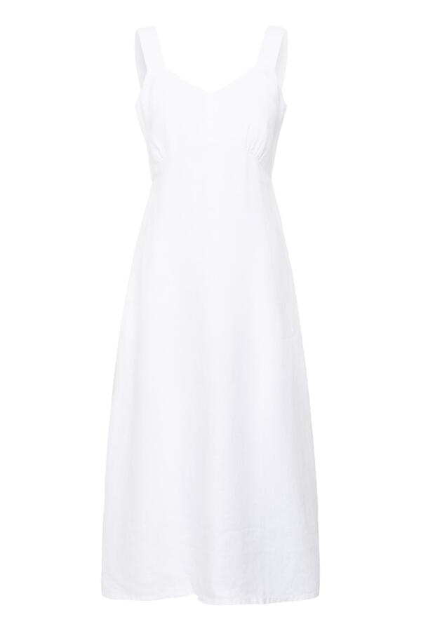 Part Two Botille Linen Midi  Dress - Argan Oil or Bright White