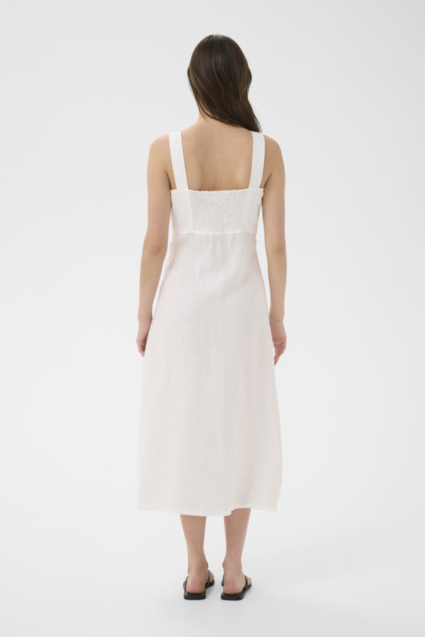 Part Two Botille Linen Midi  Dress - Argan Oil or Bright White
