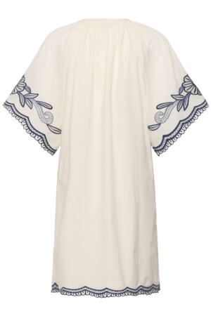 Part Two Breanna Embroidered Dress - Off White & Navy