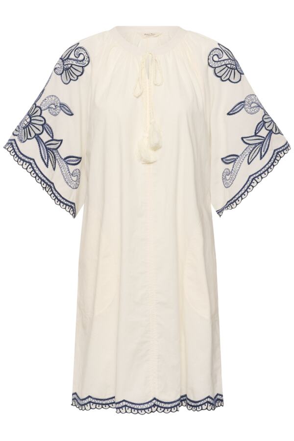 Part Two Breanna Embroidered Dress - Off White & Navy