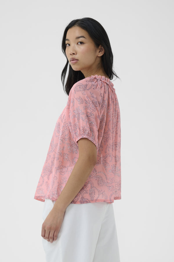Part Two Part Two Bera Peachy Pink Dot Paisley Blouse