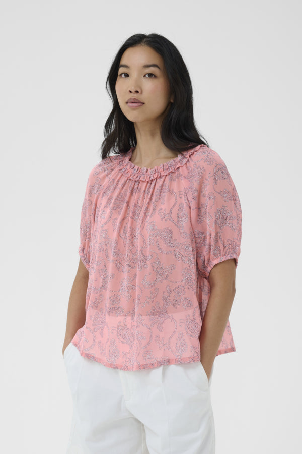 Part Two Part Two Bera Peachy Pink Dot Paisley Blouse