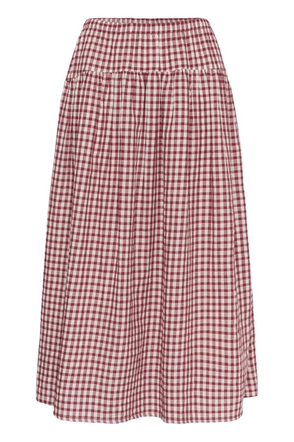 Part Two Brunhild Gingham Midi Skirt - Rust & White Check