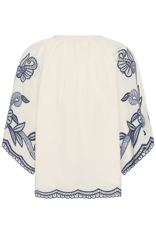 Part Two Biancha Embroidered Blouse - Off White & Navy