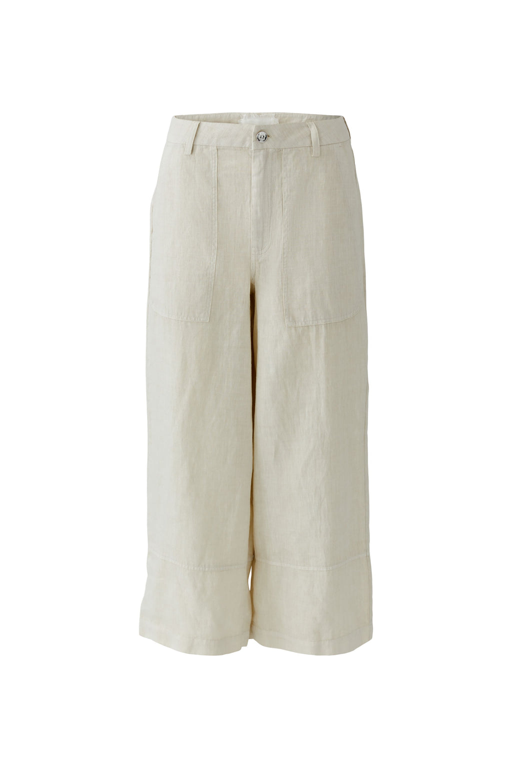 Oui 97141 Stone Cropped Linen Trouser