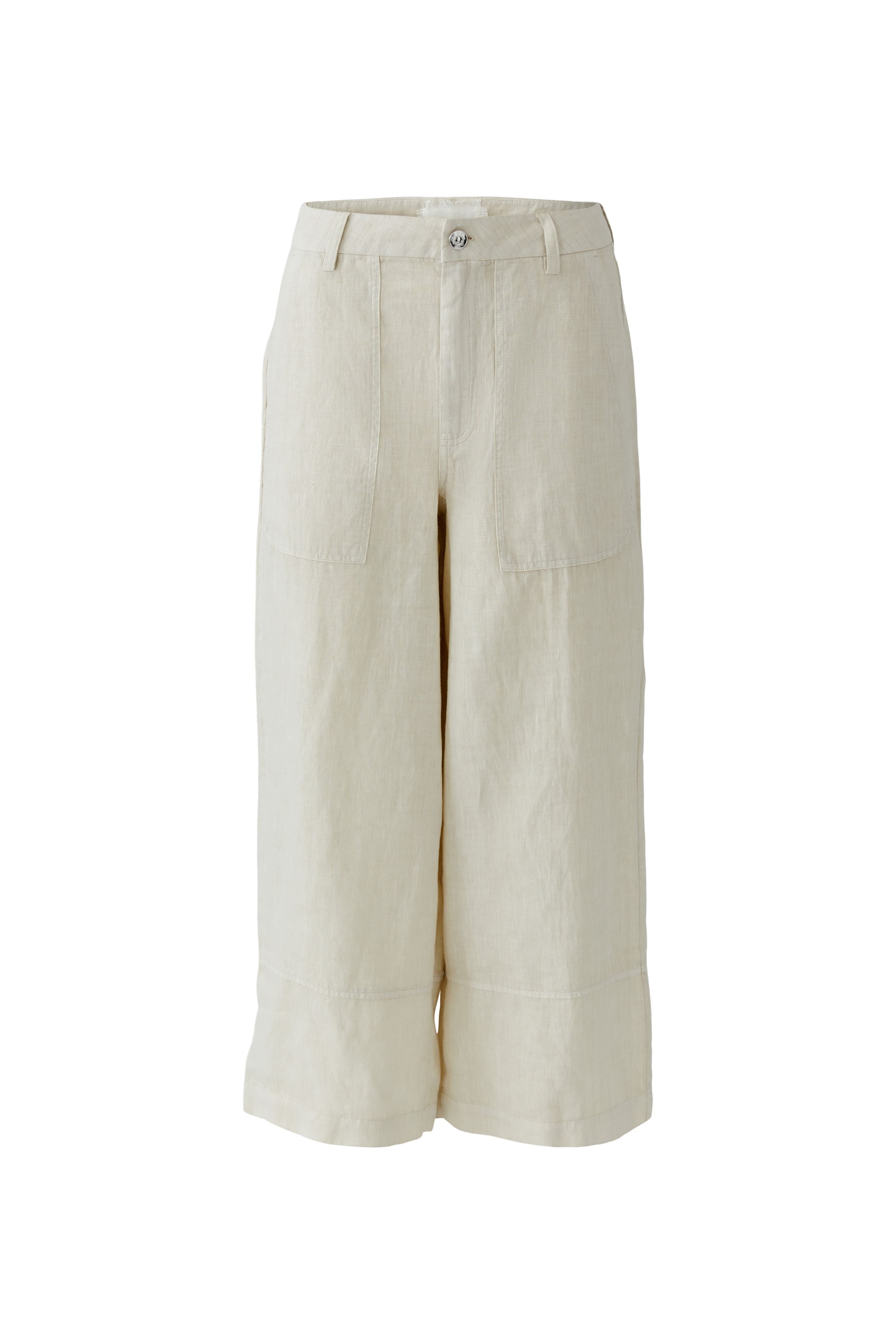 Oui 97141 Stone Cropped Linen Trouser