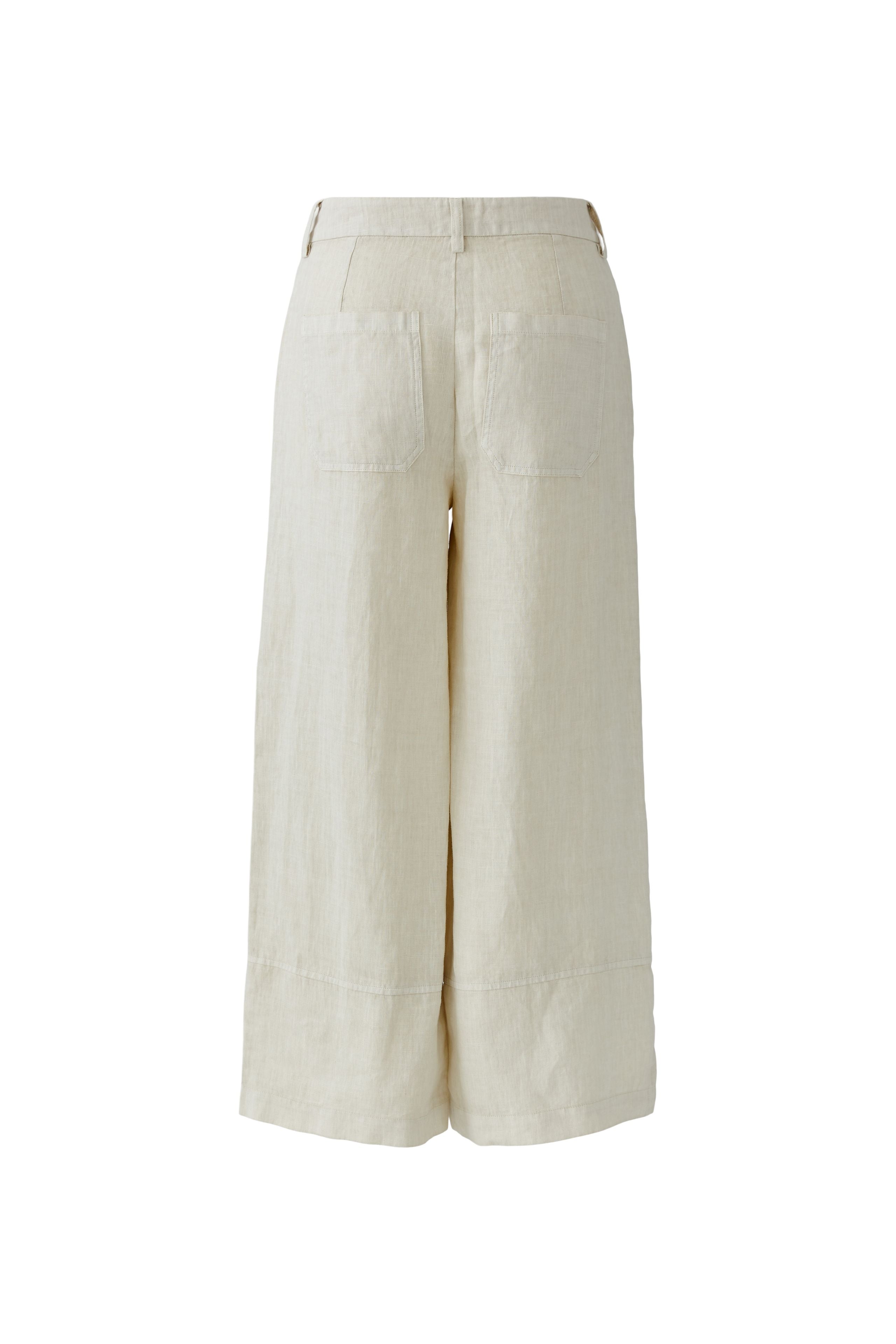 Oui 97141 Stone Cropped Linen Trouser