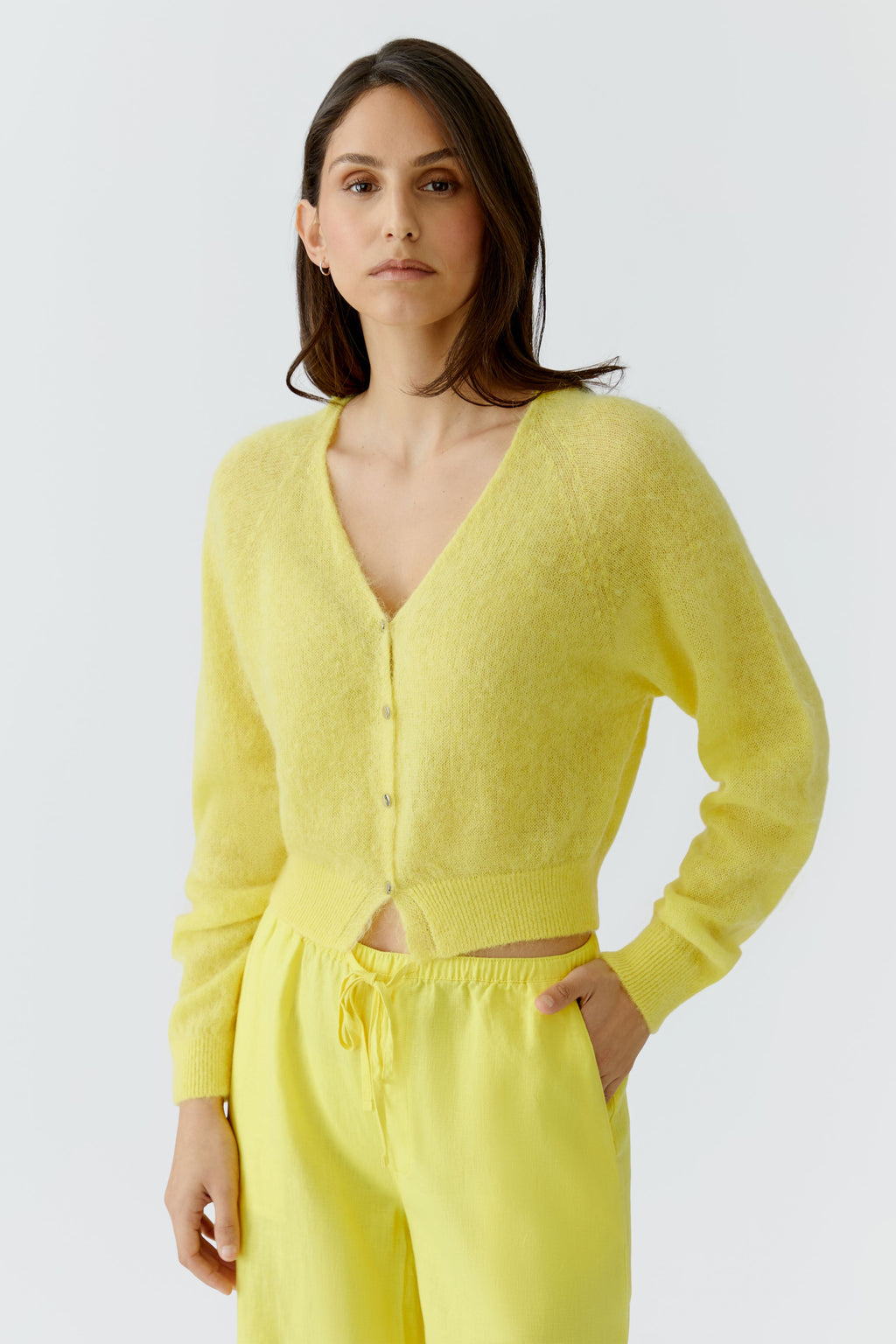 Oui 97162  Cardigan in Lemon Zest or White
