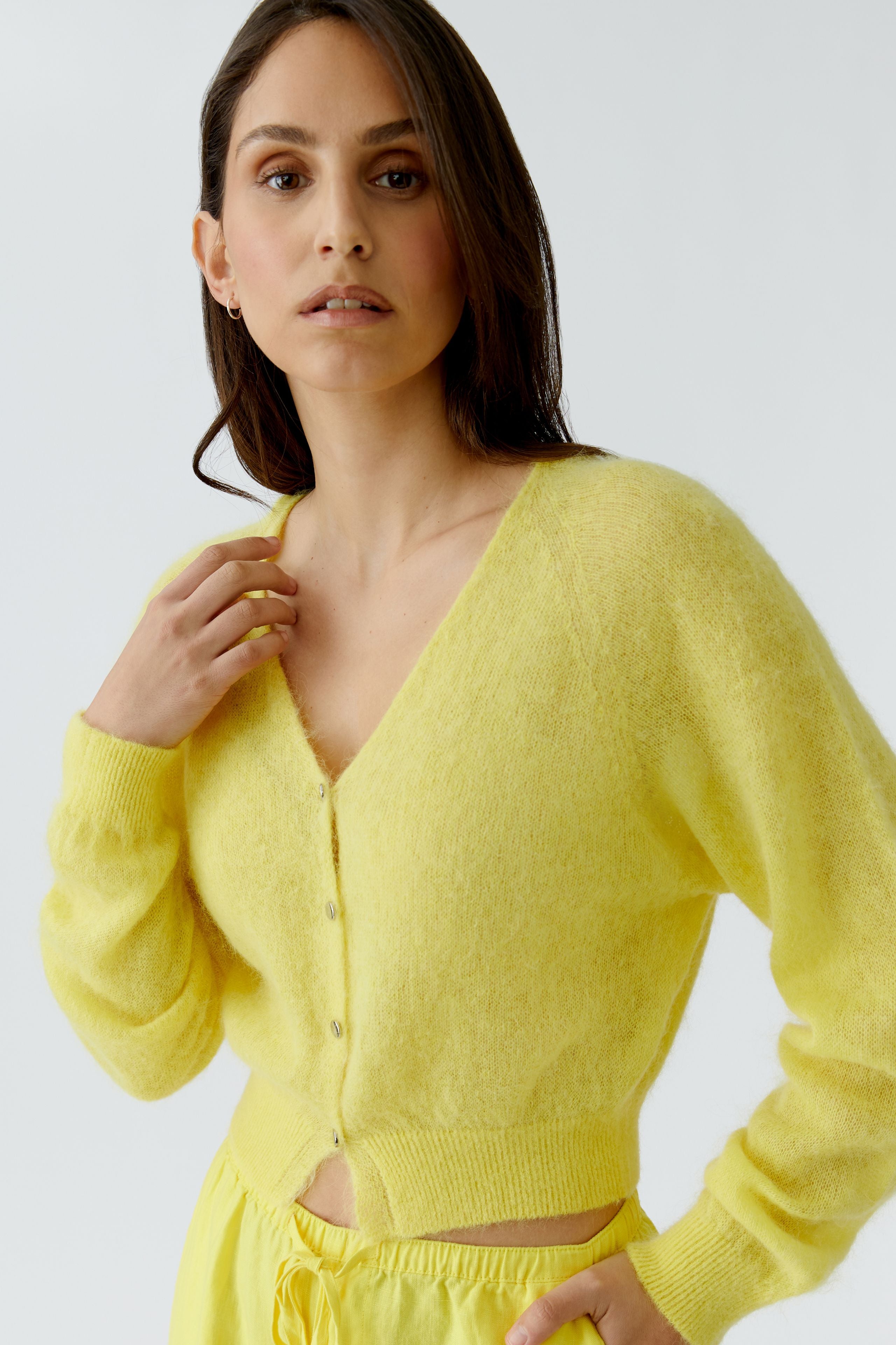 Oui 97162  Cardigan in Lemon Zest or White