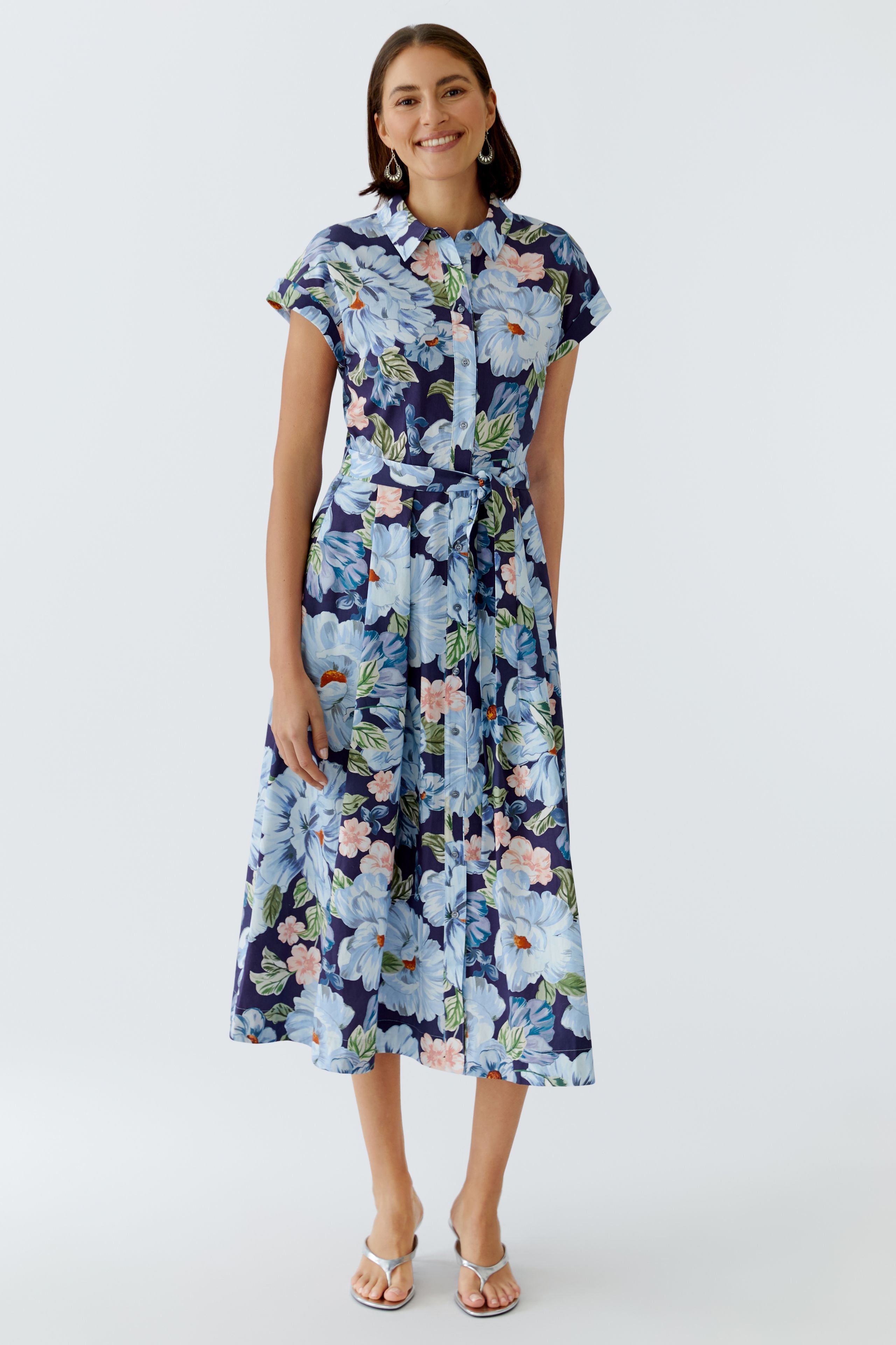 Oui 97172 Blue/Pink Flower Dress