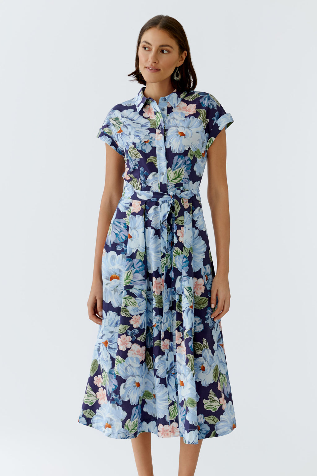 Oui 97172 Blue/Pink Flower Dress