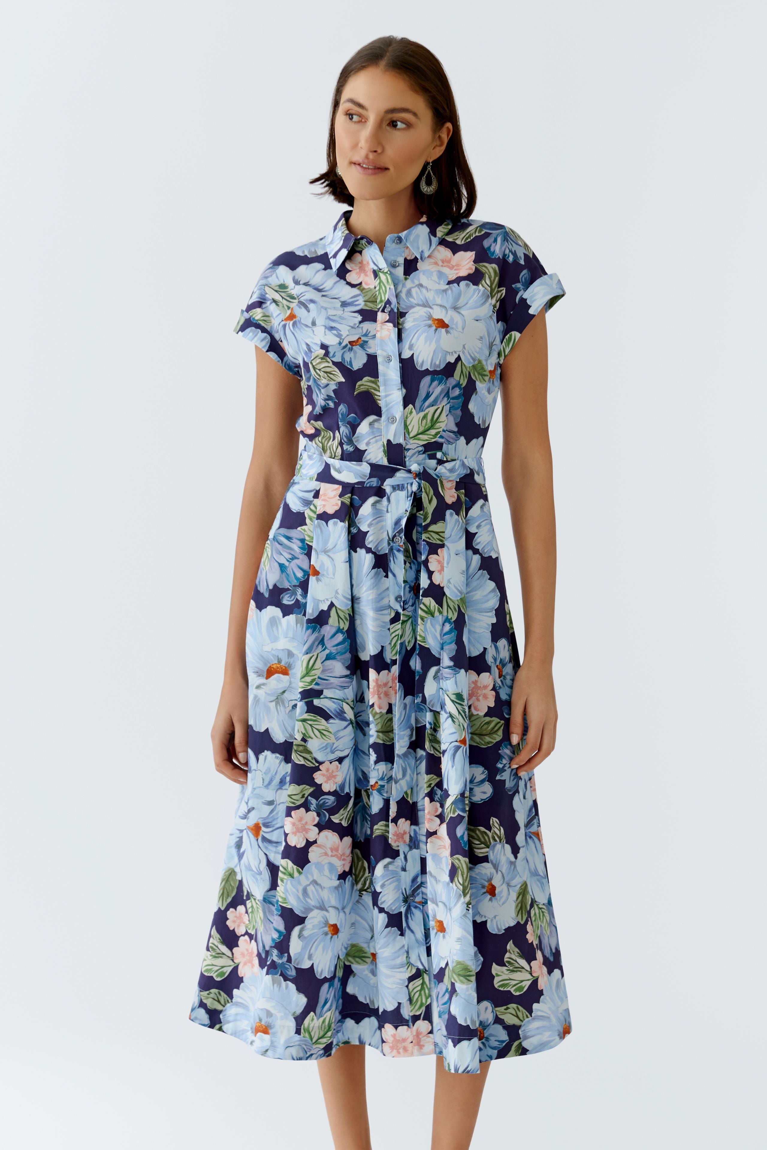 Oui 97172 Blue/Pink Flower Dress