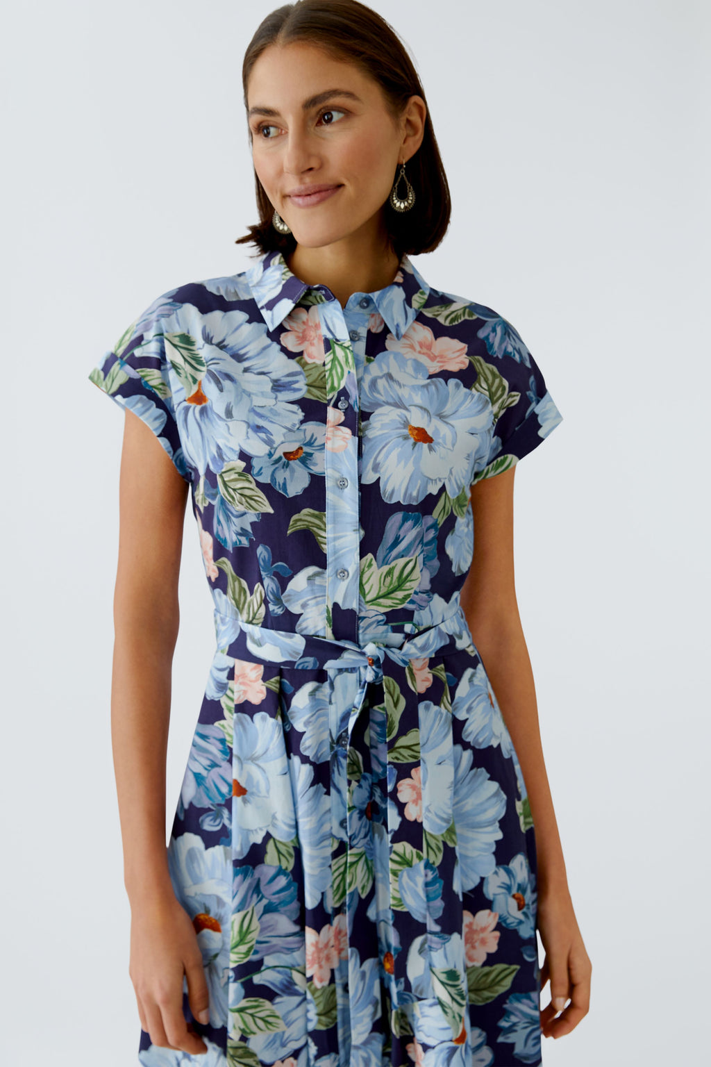 Oui 97172 Blue/Pink Flower Dress