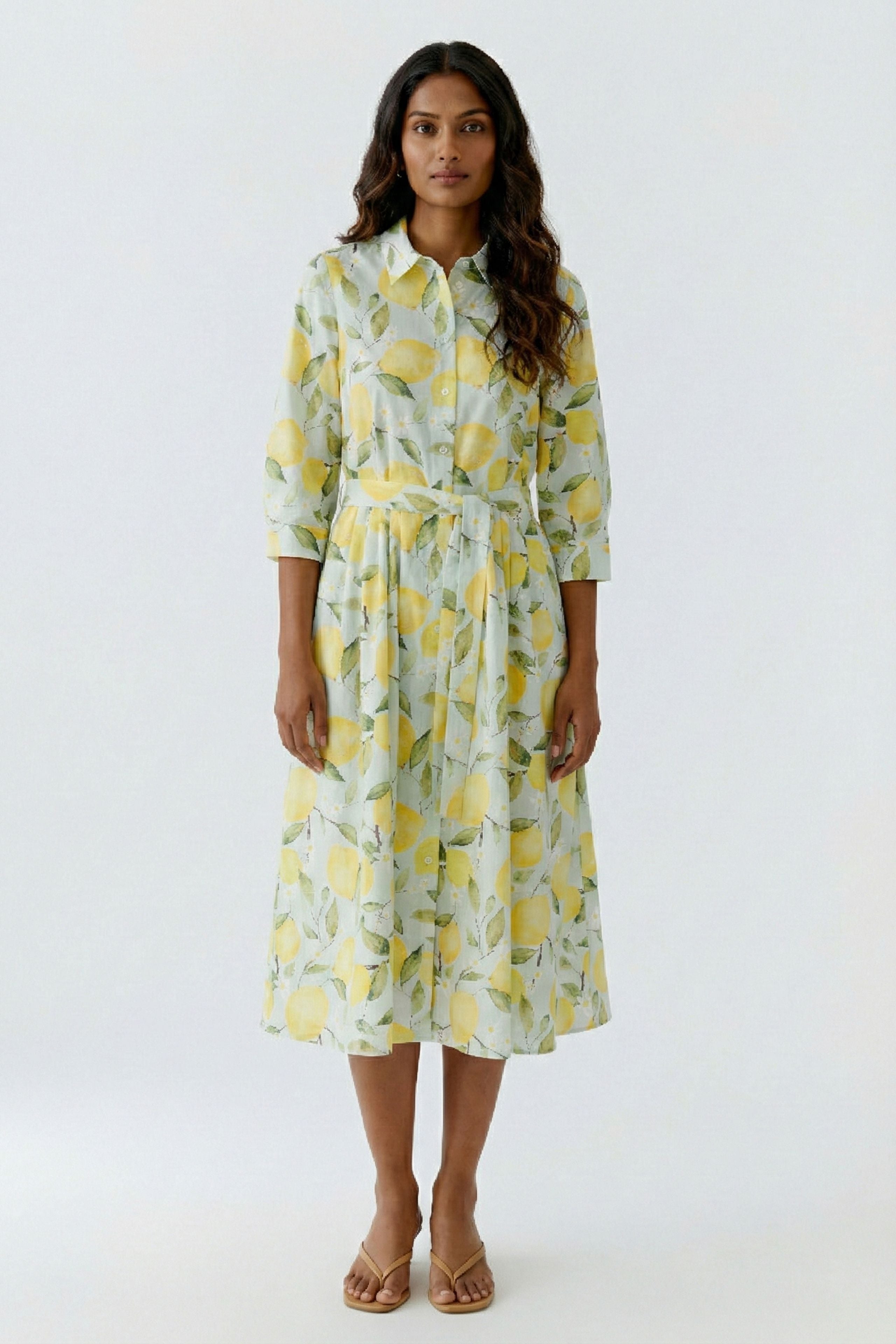 Oui 97174 Yellow Lemon Shirt Dress