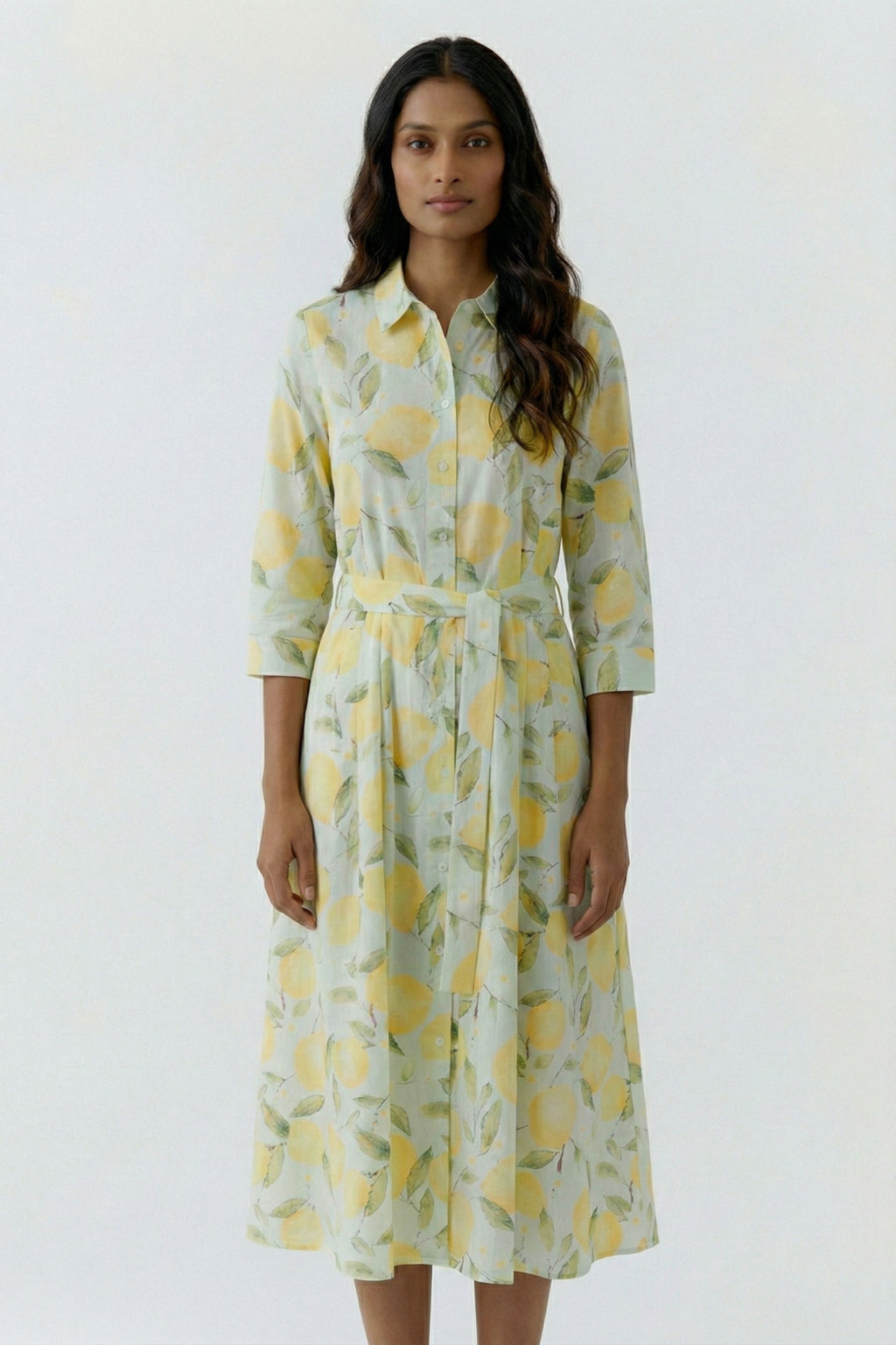 Oui 97174 Yellow Lemon Shirt Dress