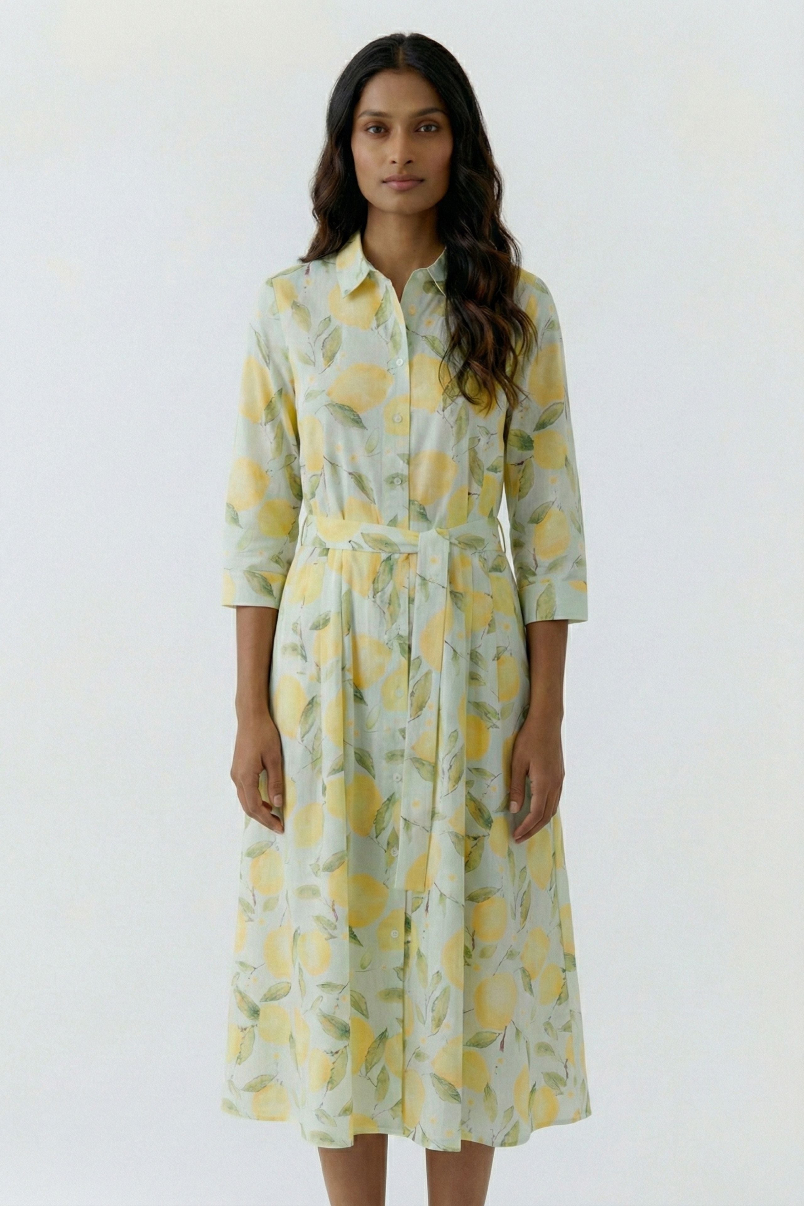 Oui 97174 Yellow Lemon Shirt Dress