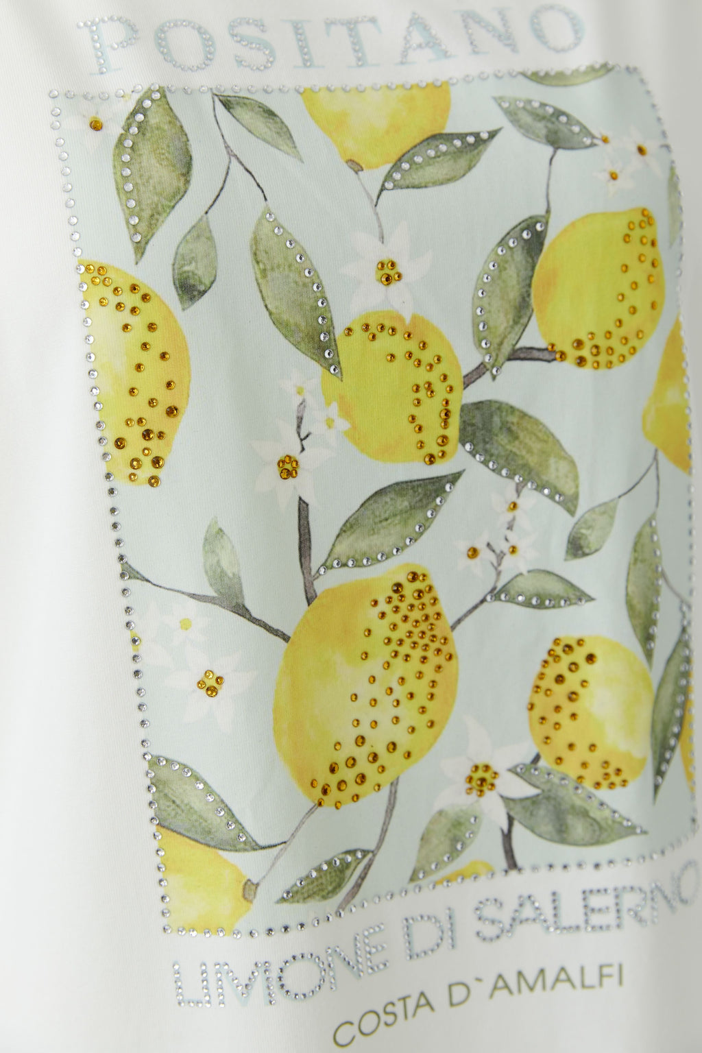 Oui 97200 White/Yellow Diamante T.shirt