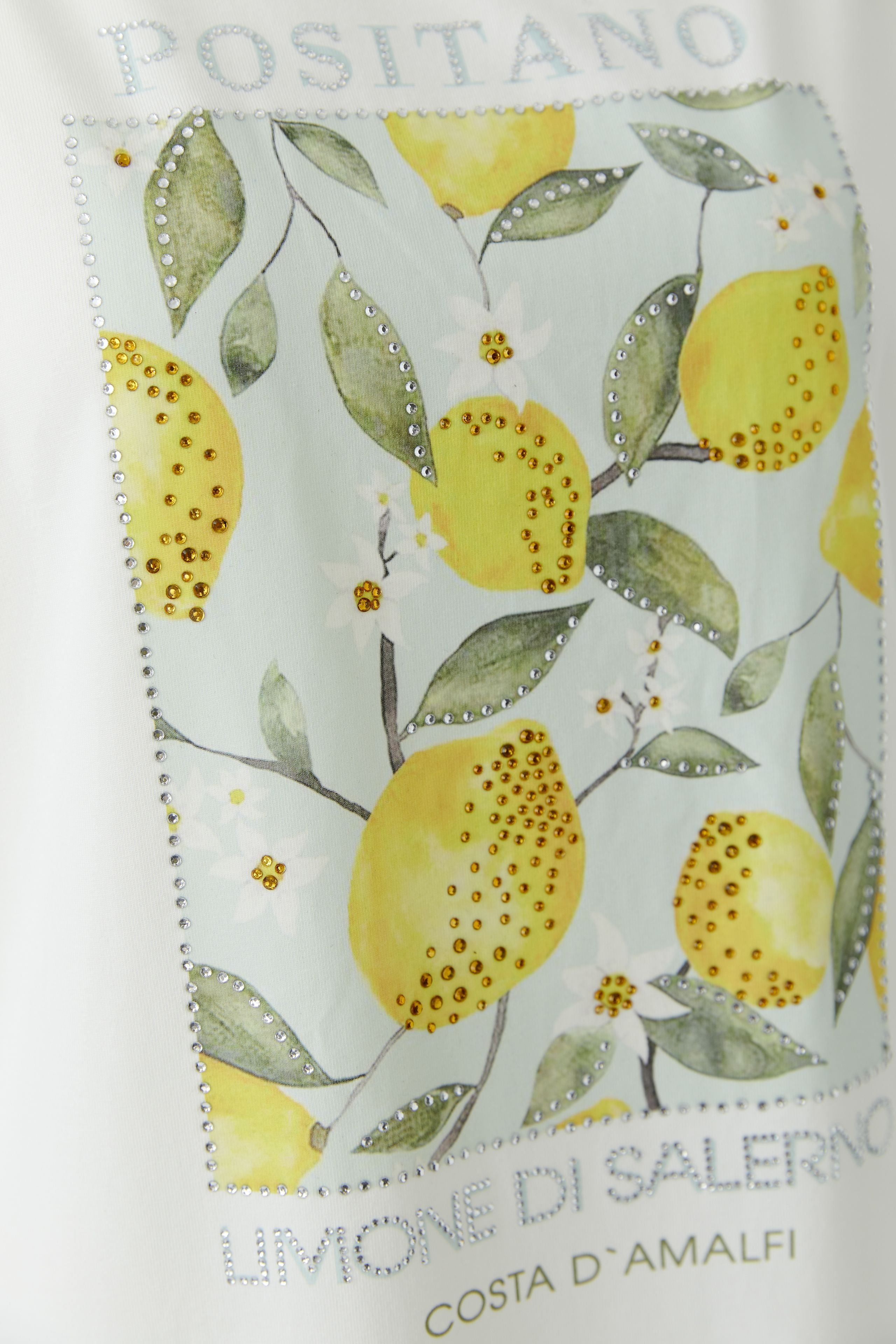 Oui 97200 White/Yellow Diamante T.shirt