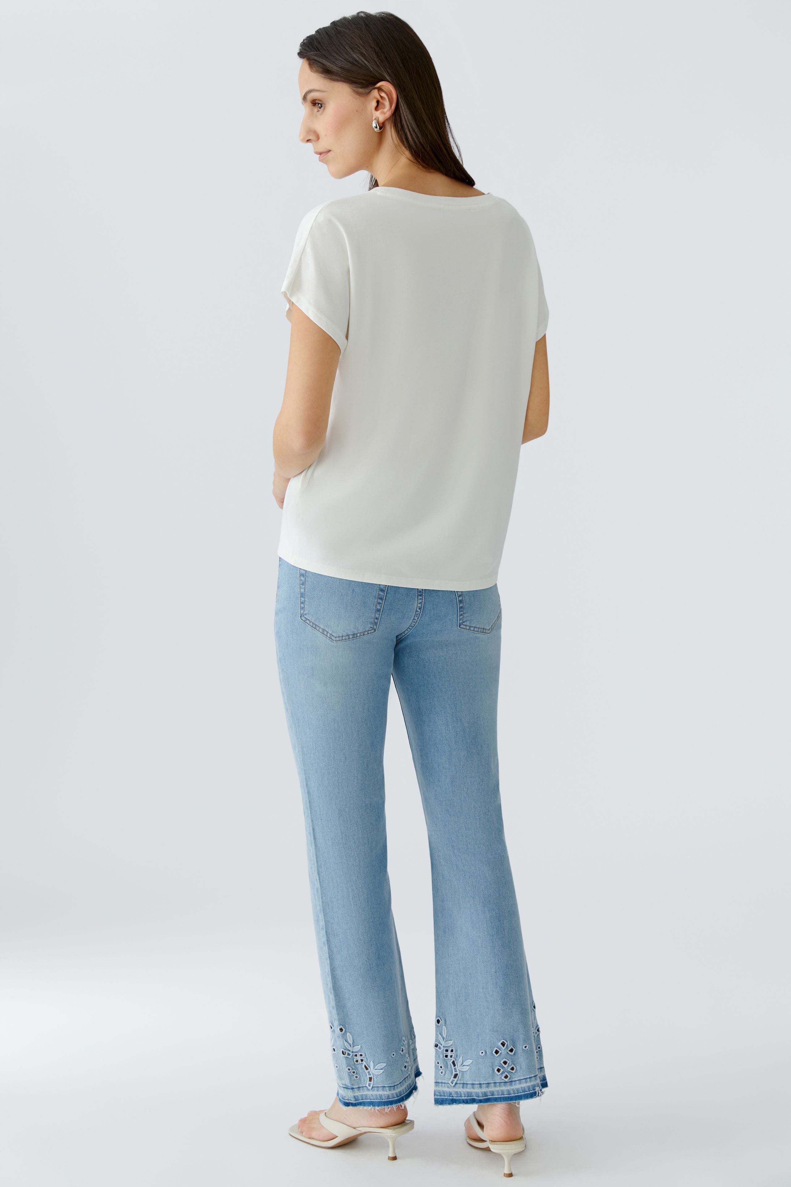 Oui 97200 White/Yellow Diamante T.shirt