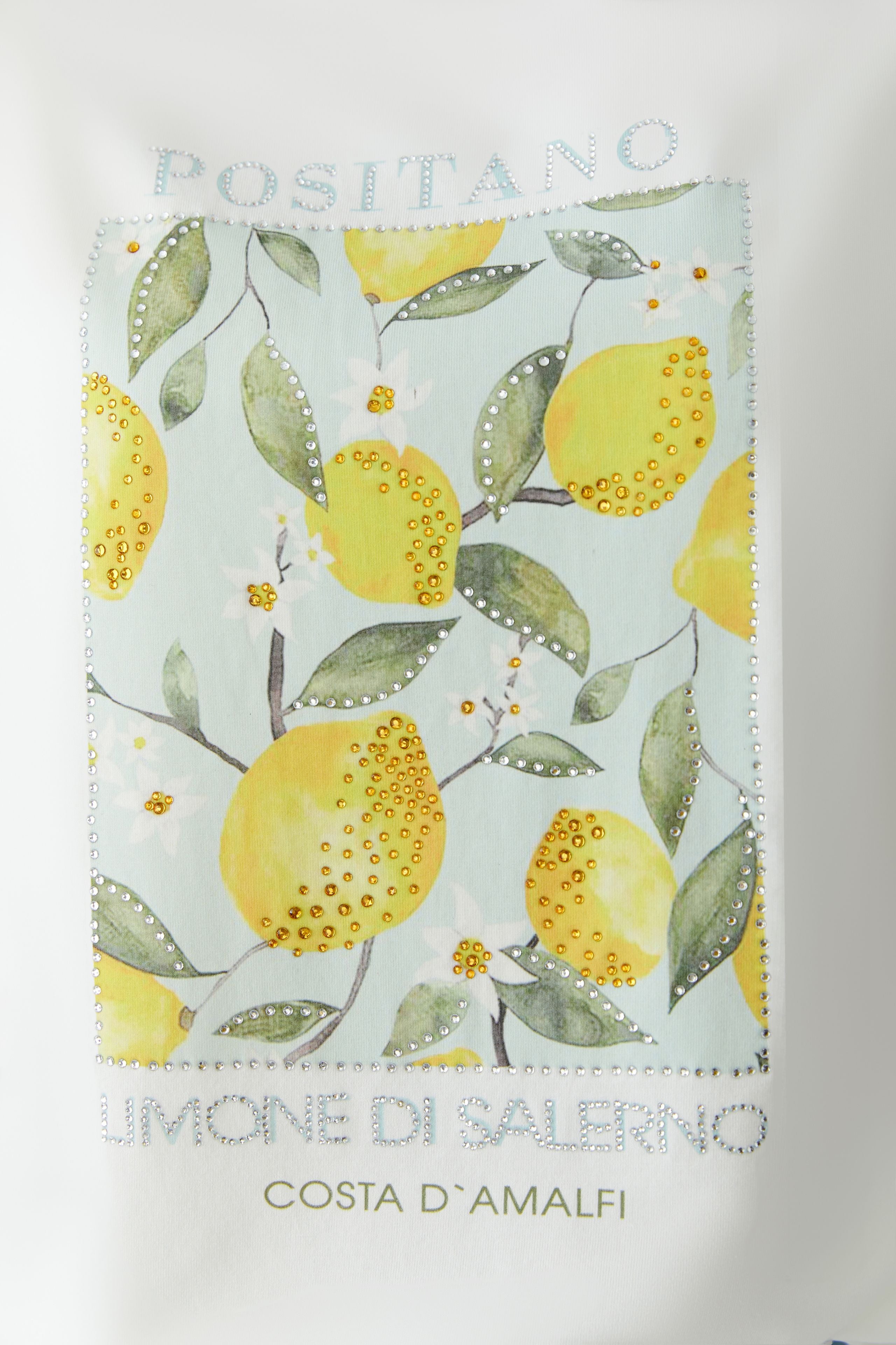 Oui 97200 White/Yellow Diamante T.shirt