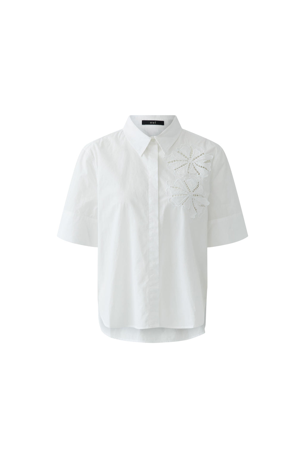Oui 97230 White Cotton Flower Shirt