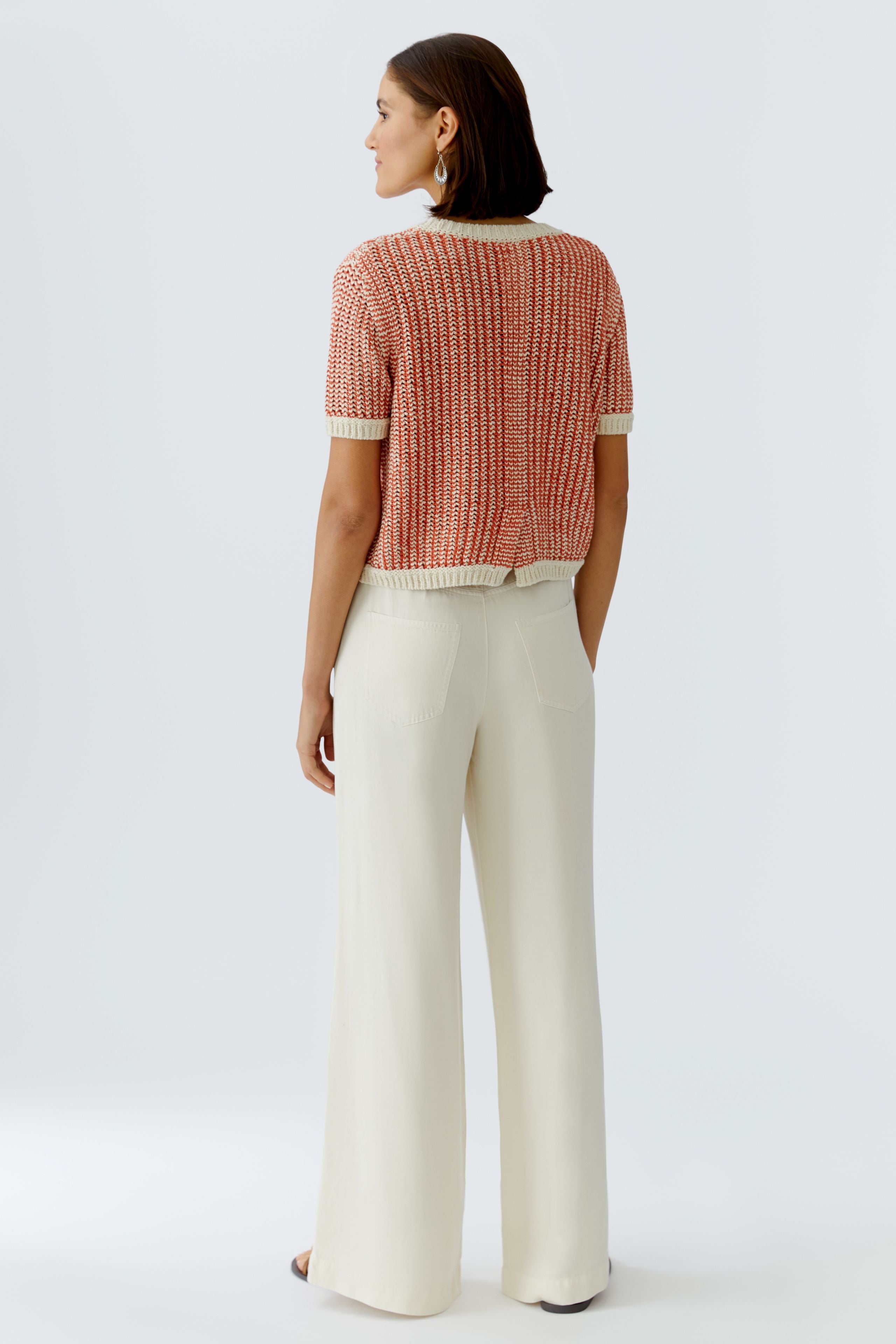 Oui 97263 Red/White short sleeved Jumper