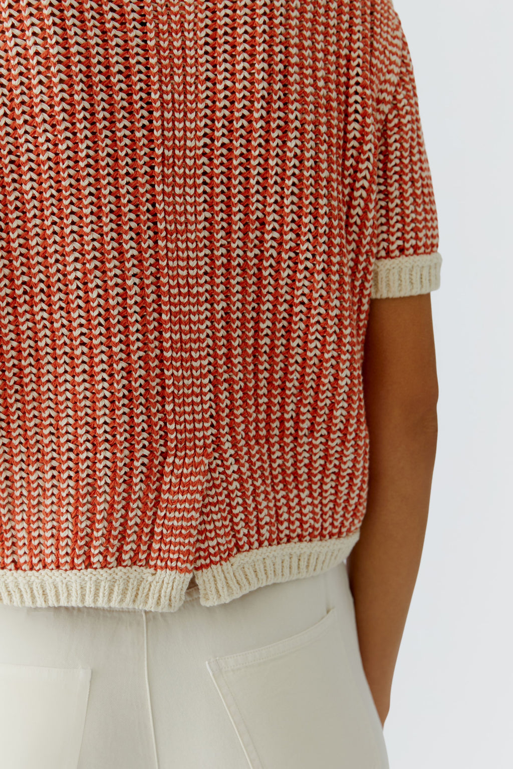 Oui 97263 Red/White short sleeved Jumper