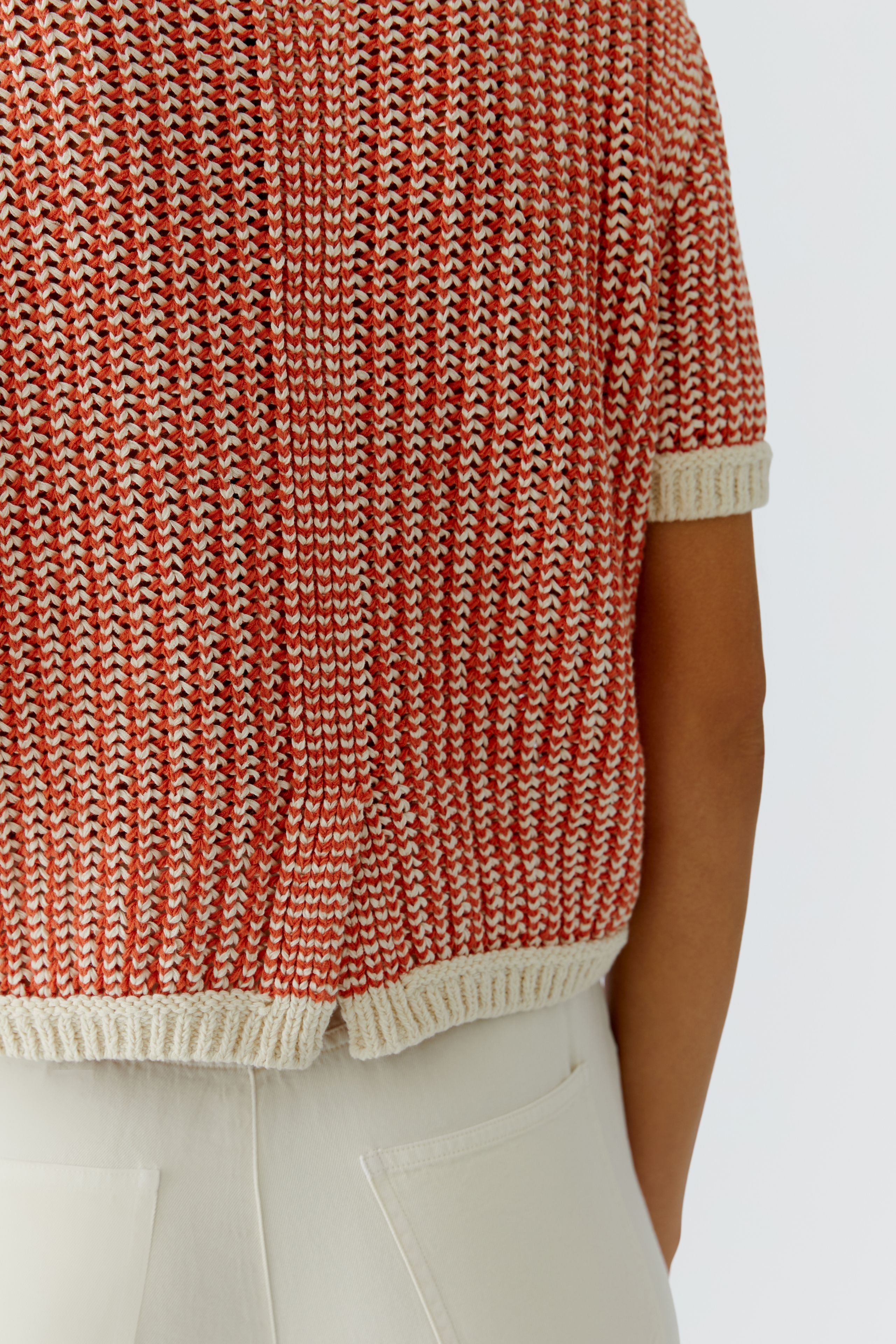 Oui 97263 Red/White short sleeved Jumper