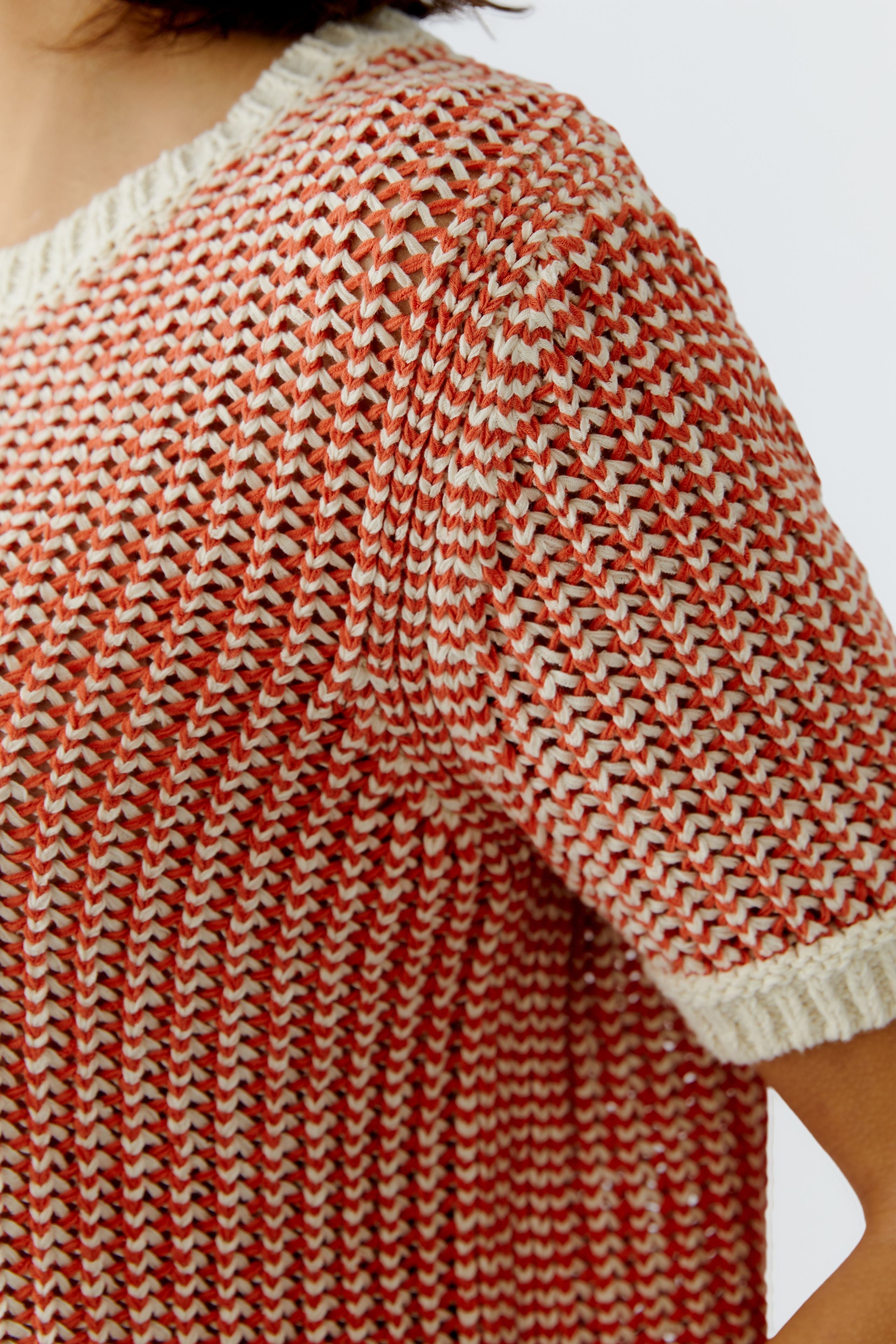 Oui 97263 Red/White short sleeved Jumper