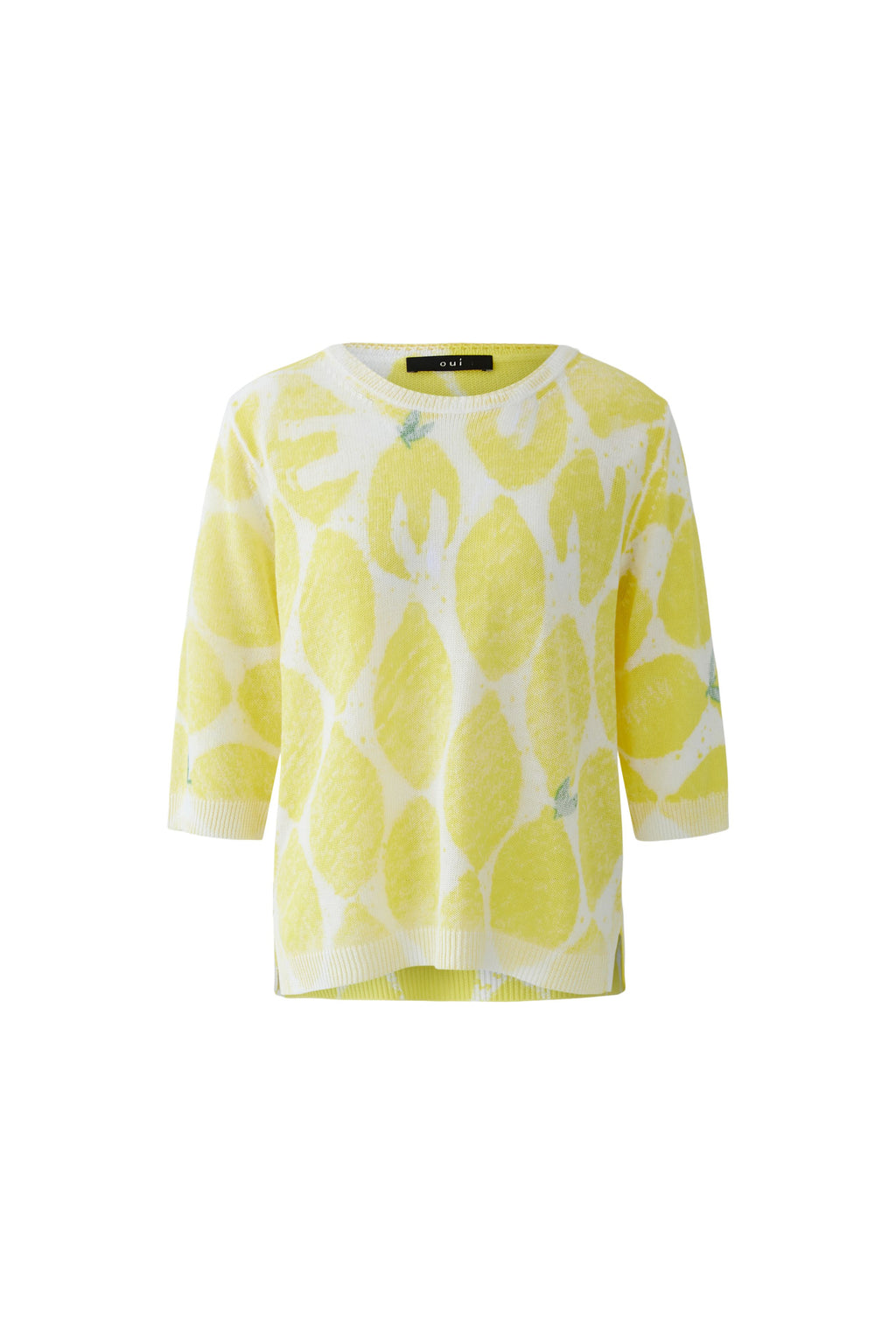 Oui 97413 Yellow/White 3/4 sleeve Jumper