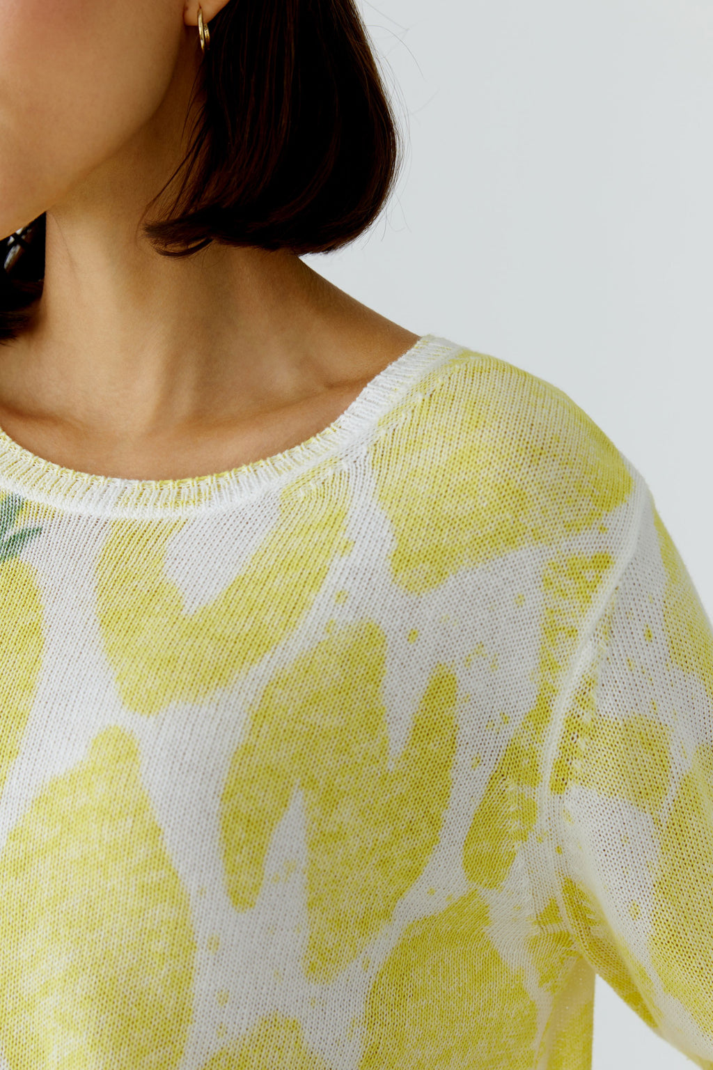 Oui 97413 Yellow/White 3/4 sleeve Jumper