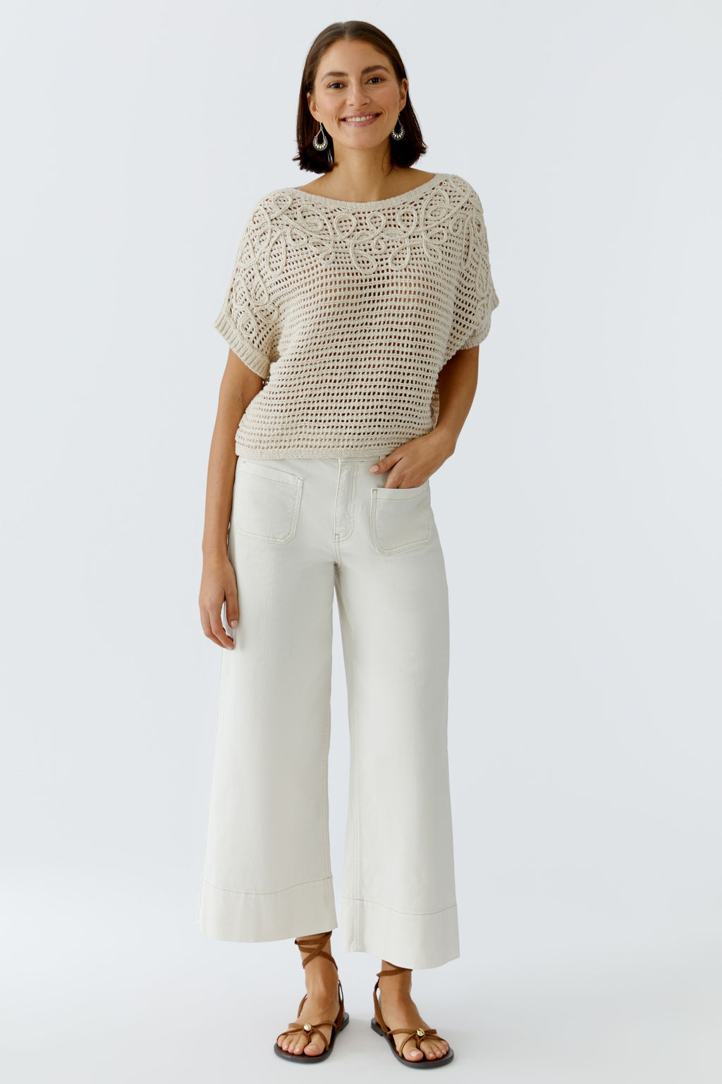 Oui 97438 Oatmeal Crochet Jumper