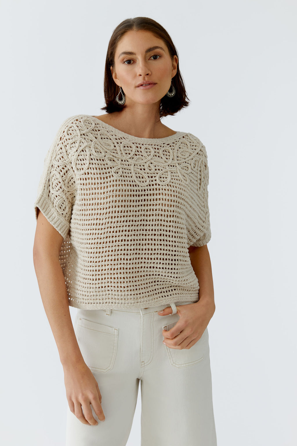Oui 97438 Oatmeal Crochet Jumper