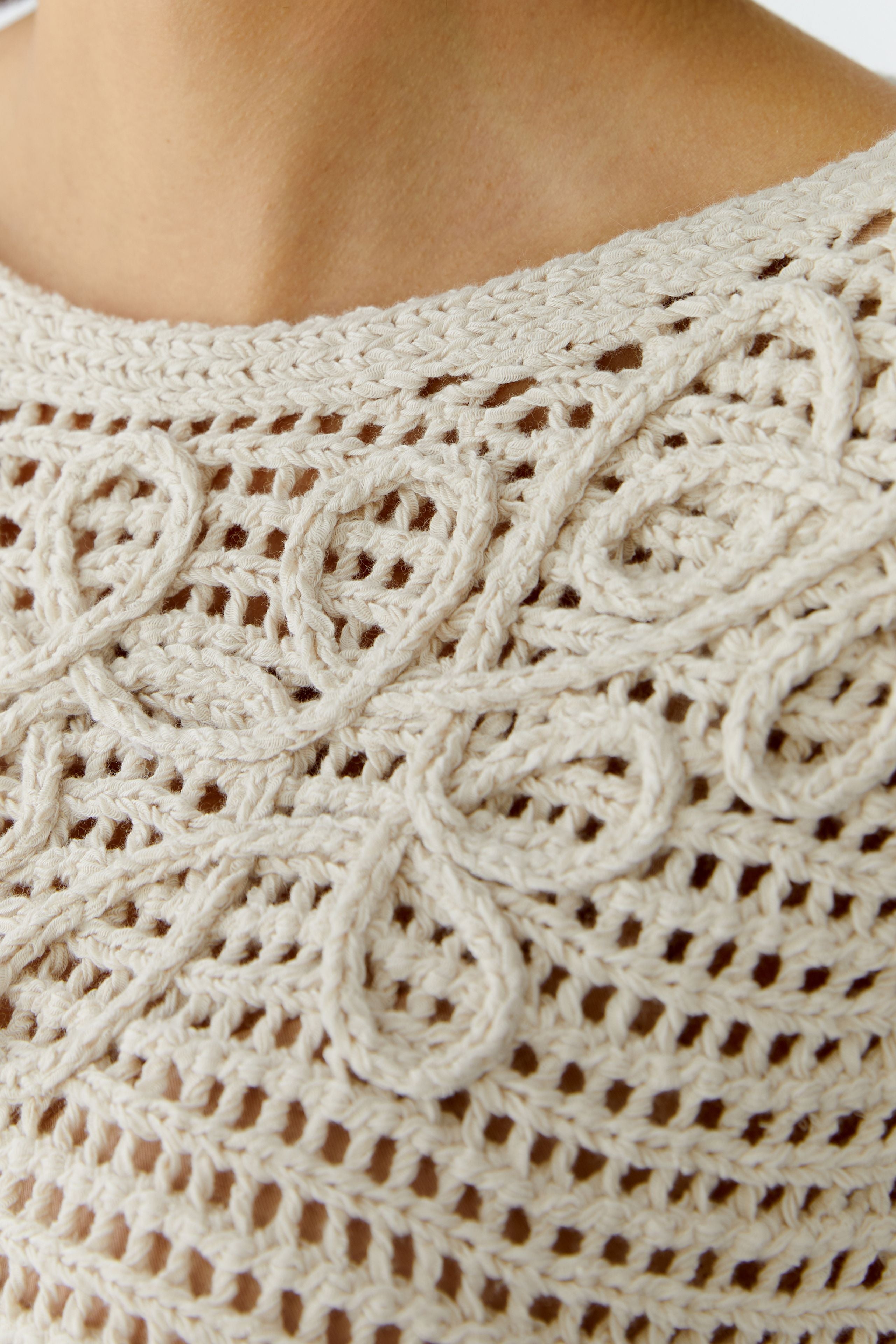Oui 97438 Oatmeal Crochet Jumper