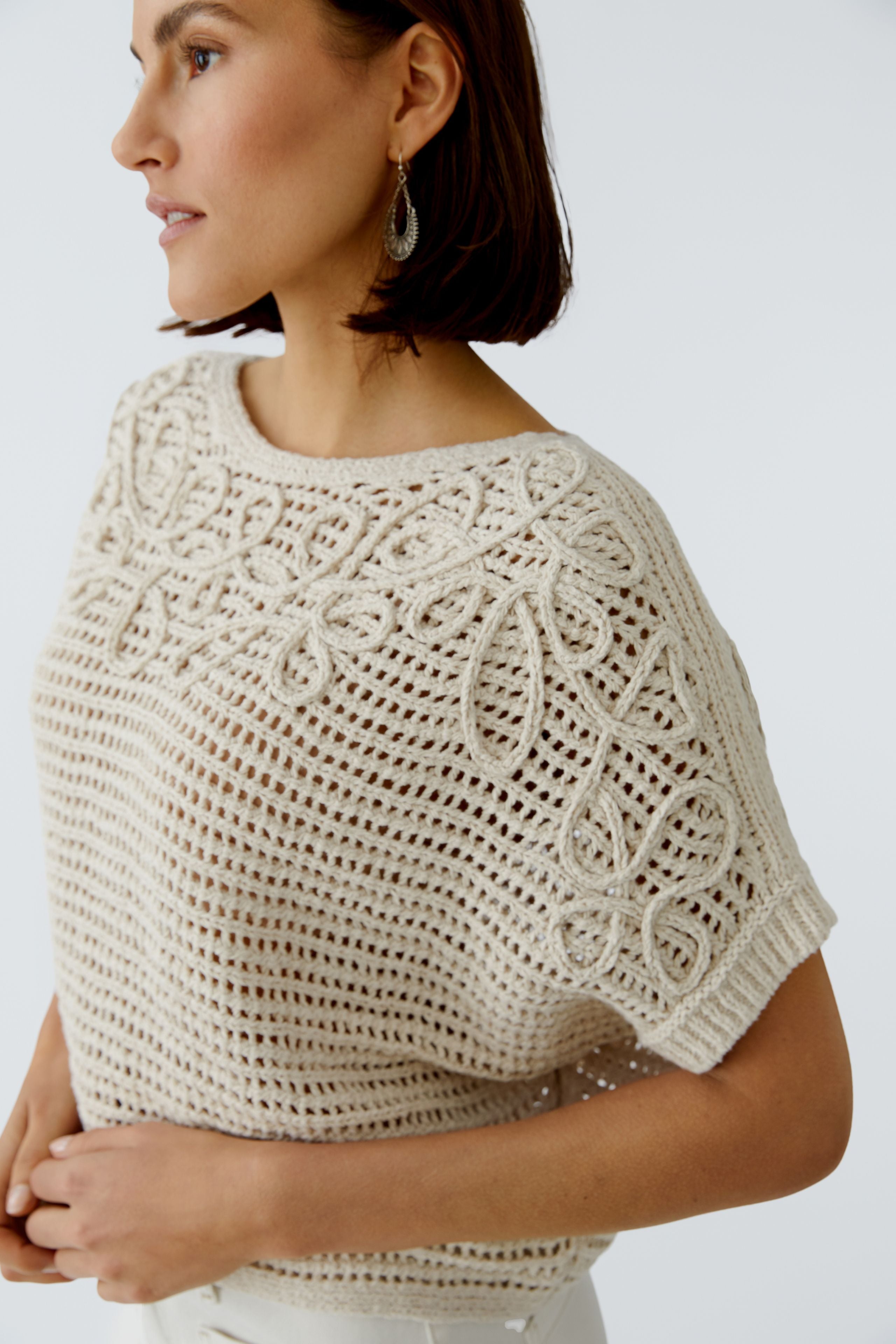 Oui 97438 Oatmeal Crochet Jumper