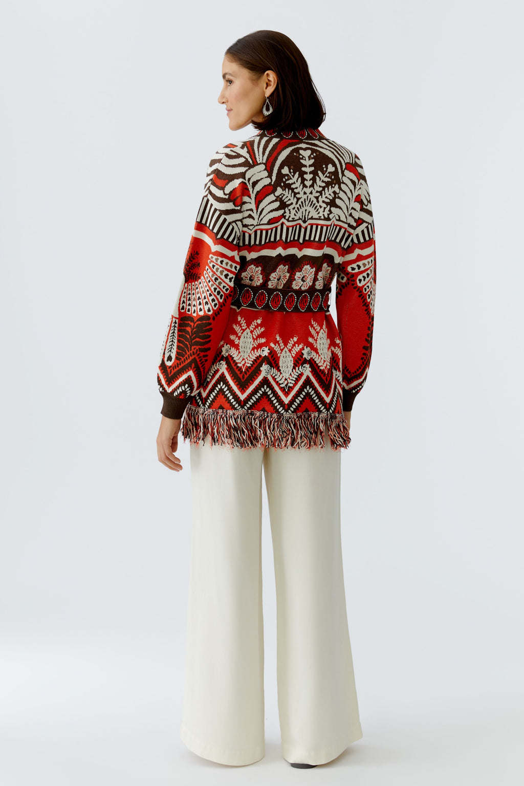 Oui Red/Brown Long Cardigan 97488