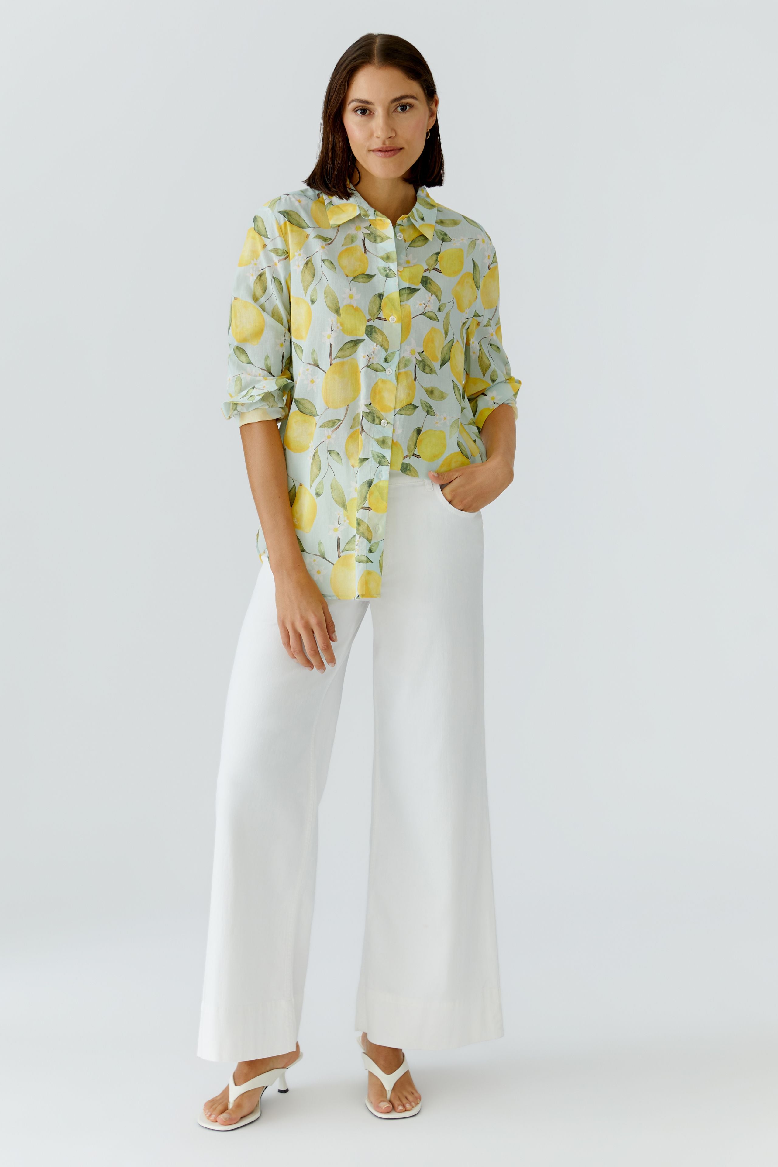 Oui 97535 Yellow/Green Long Sleeve Shirt