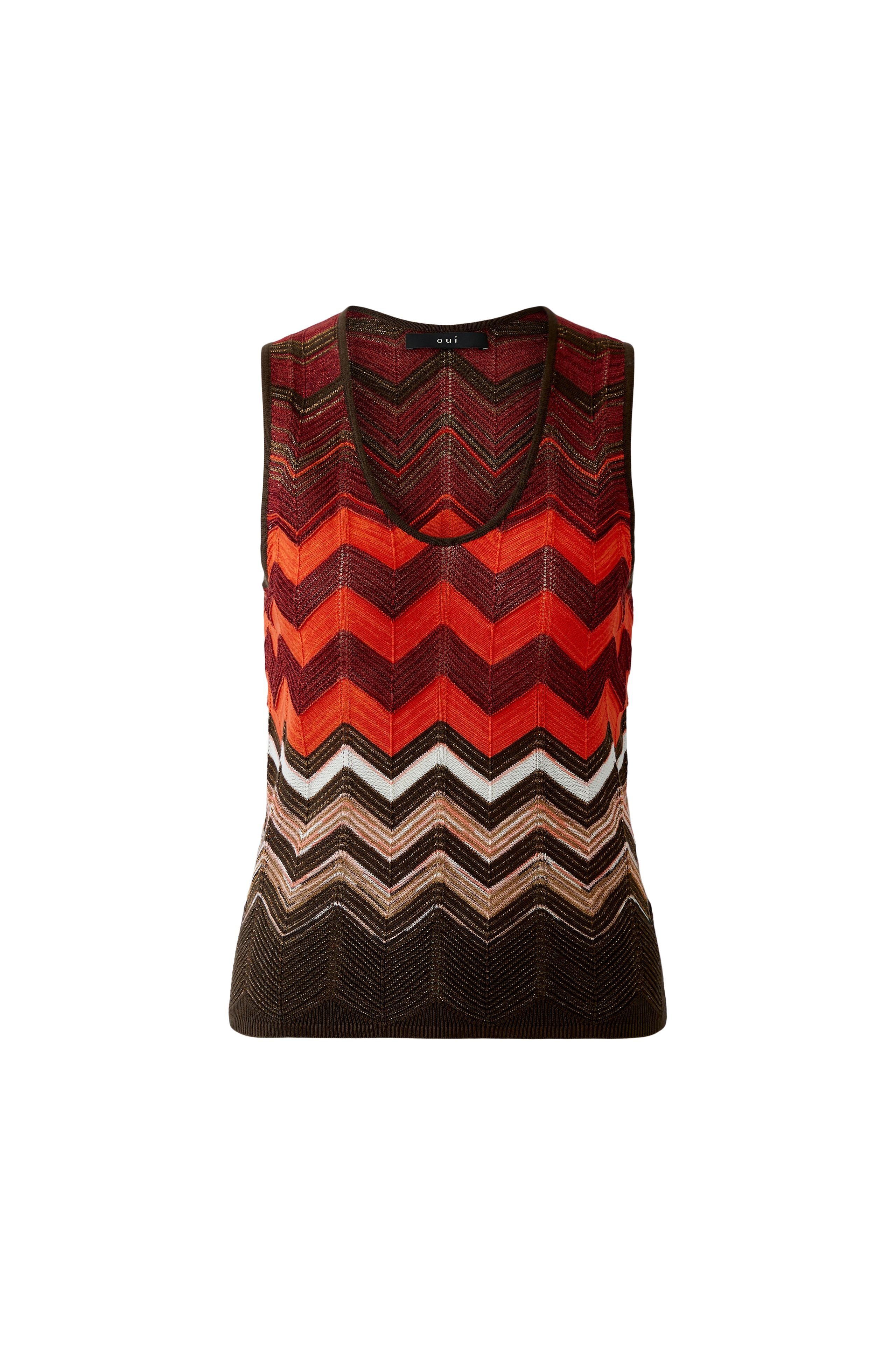 Oui 97567 Red/Brown Knitted Tank Top