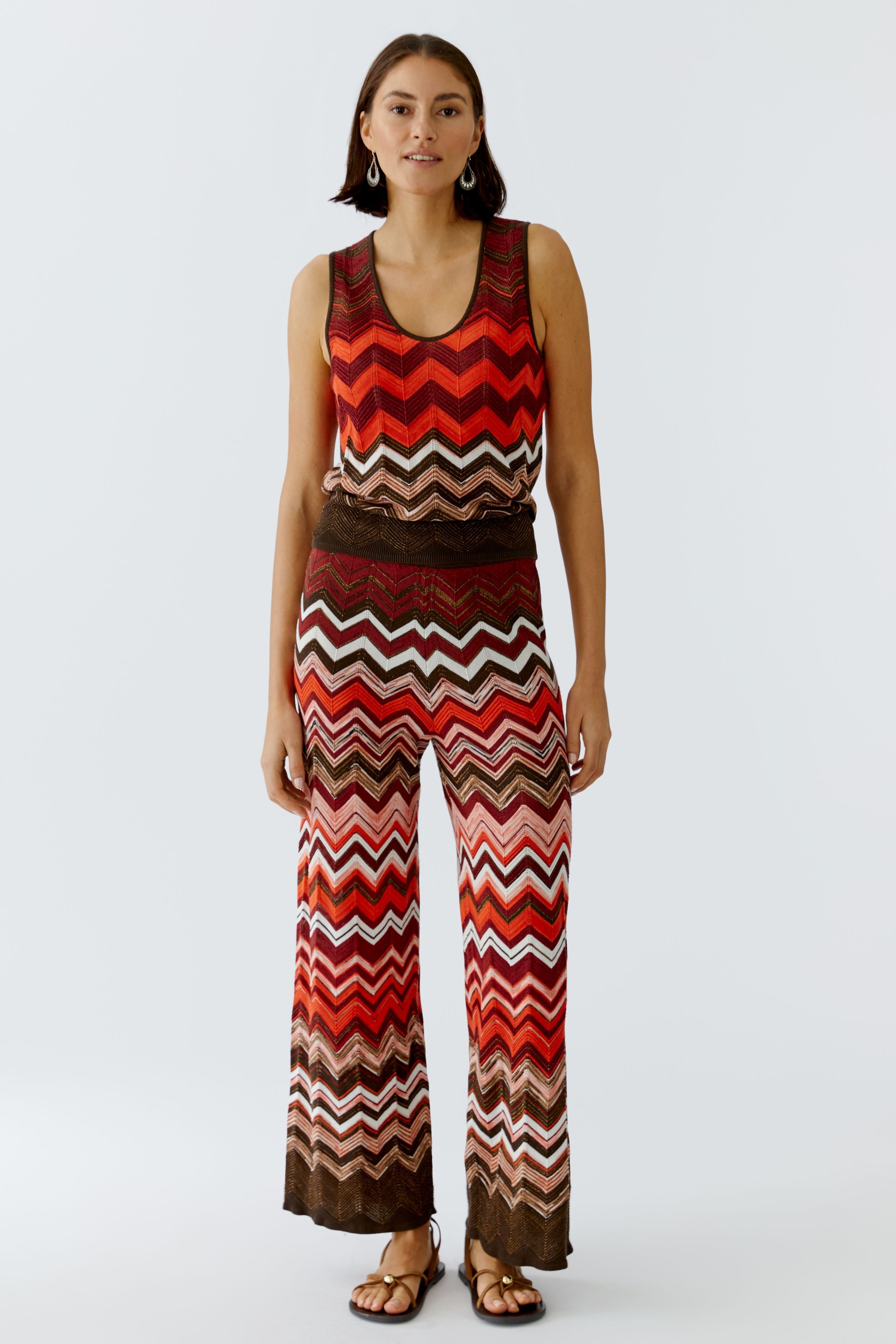 Oui 97567 Red/Brown Knitted Tank Top