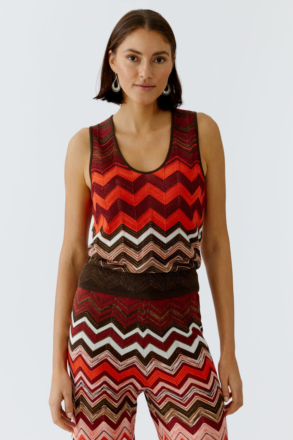 Oui 97567 Red/Brown Knitted Tank Top