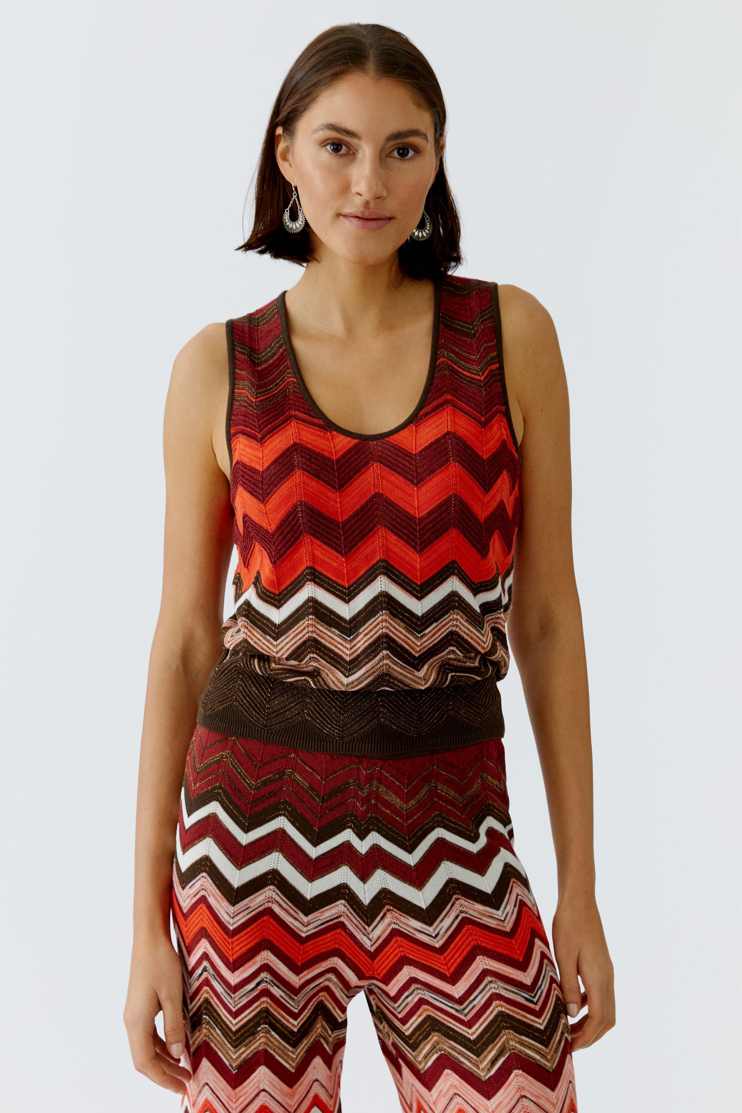 Oui 97567 Red/Brown Knitted Tank Top