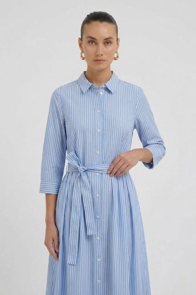 Oui 98845 Blue & White Stripe Shirt Dress