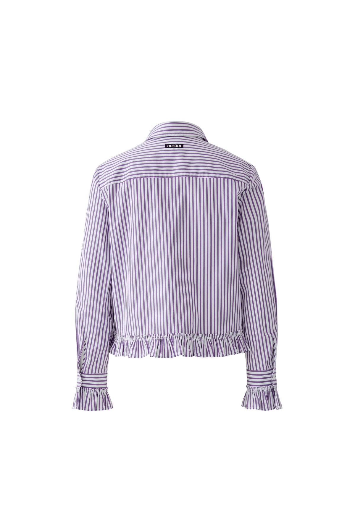 Oui Purple/White OR Blue/White Striped Ruffle Shirt