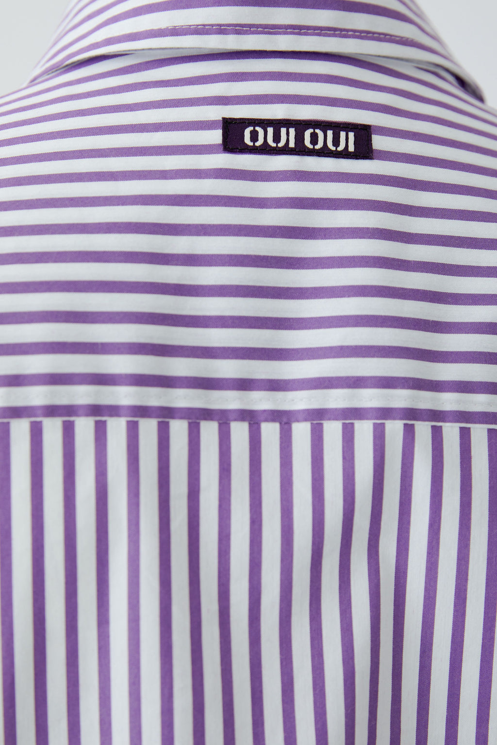 Oui Purple/White OR Blue/White Striped Ruffle Shirt
