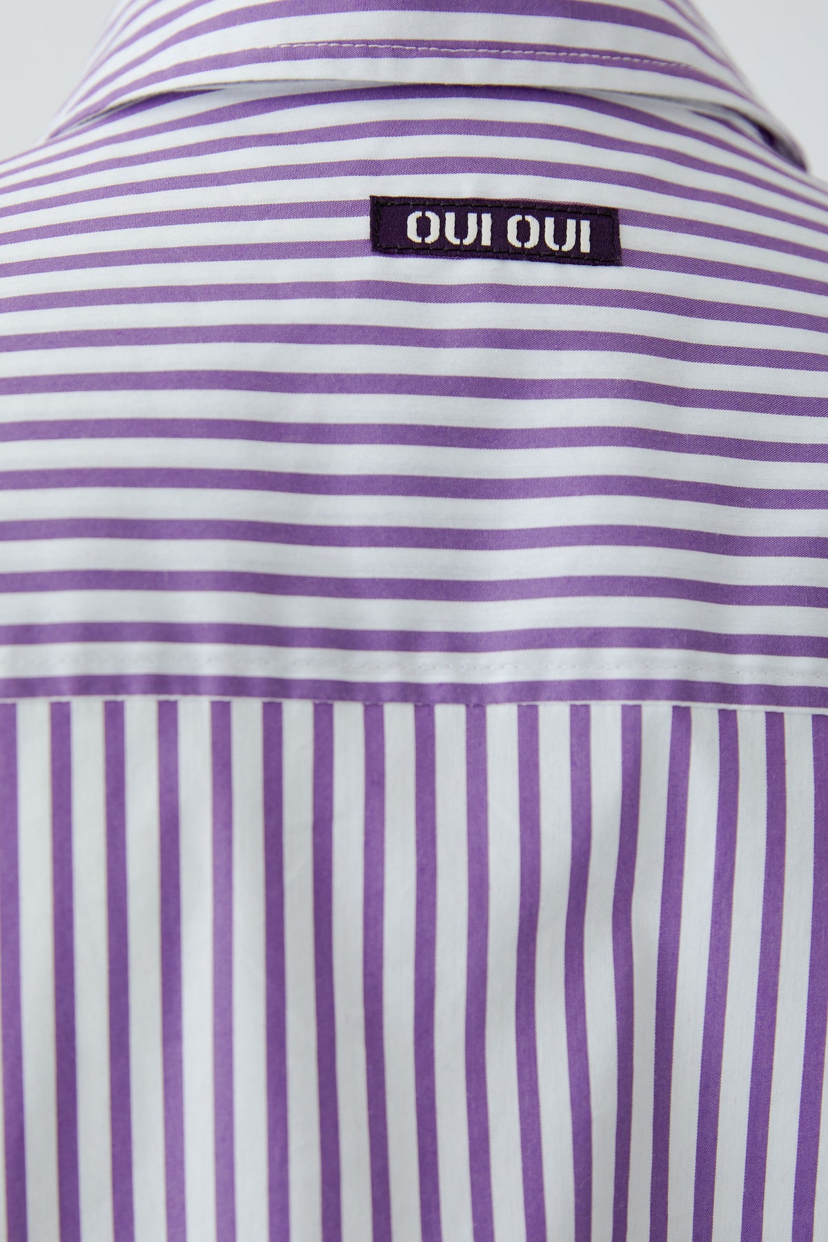 Oui Purple/White OR Blue/White Striped Ruffle Shirt