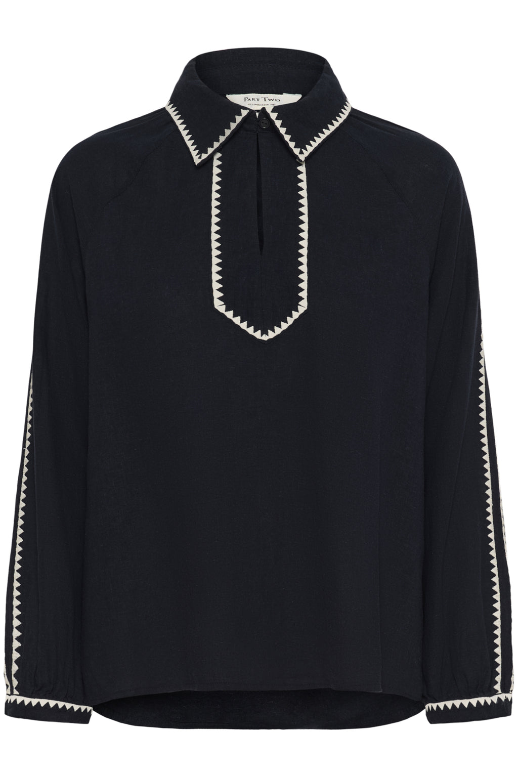 Part Two Aimy Navy Top – Elegant Contrast Trim Blouse